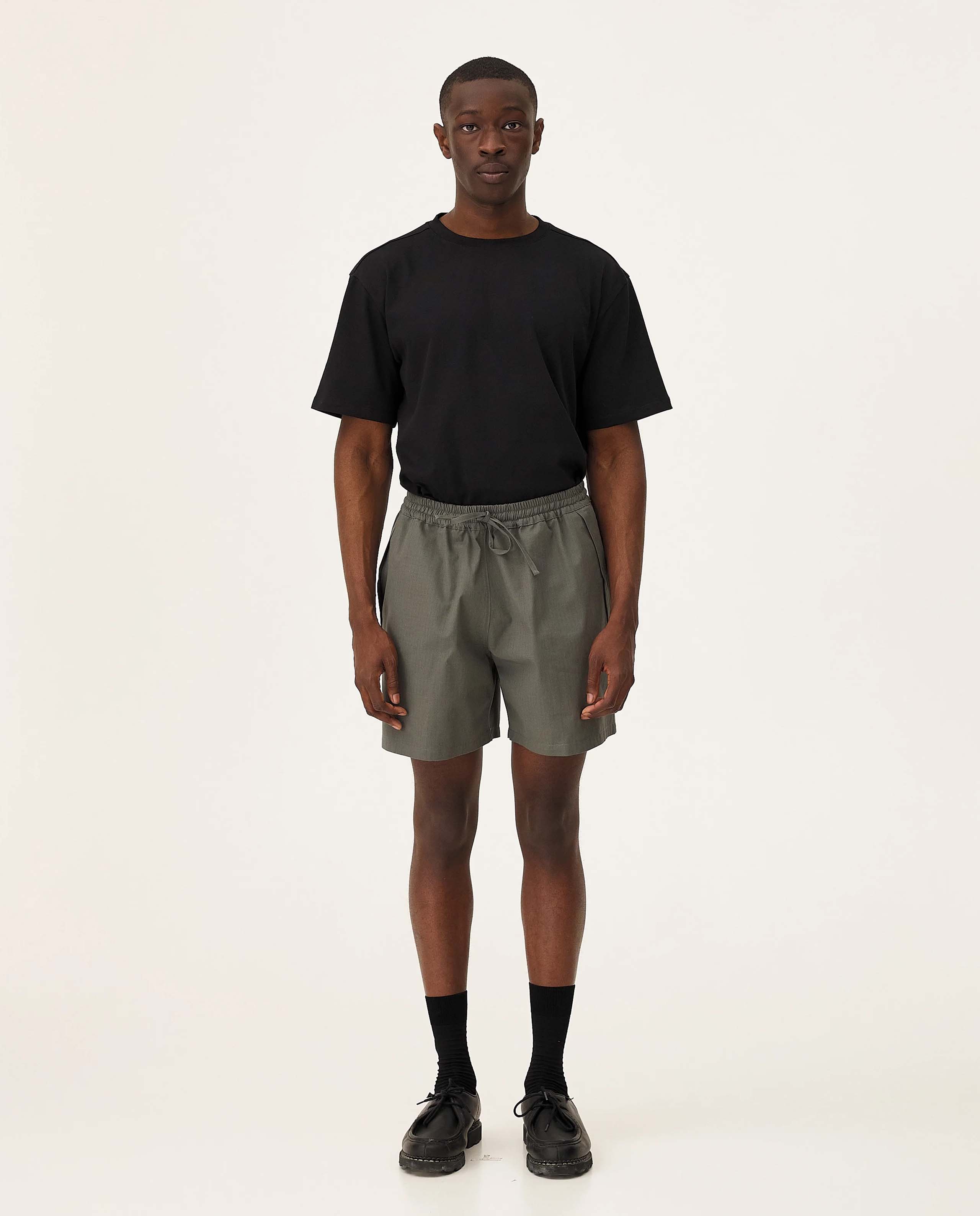 marché commun short élastique en coton bio vert gris noyoco