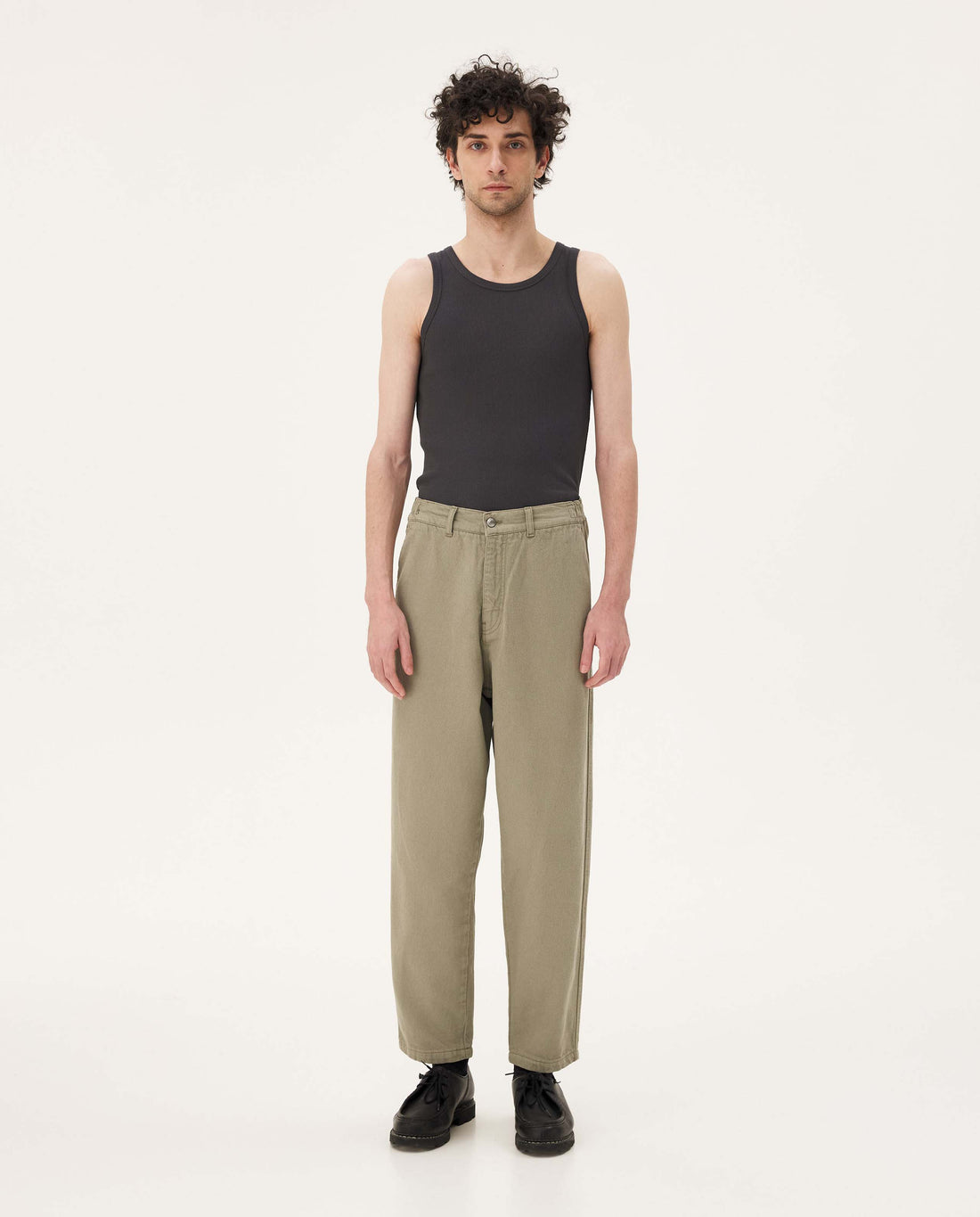 Marché Commun Pantalon large en coton bio vert olive homme noyoco