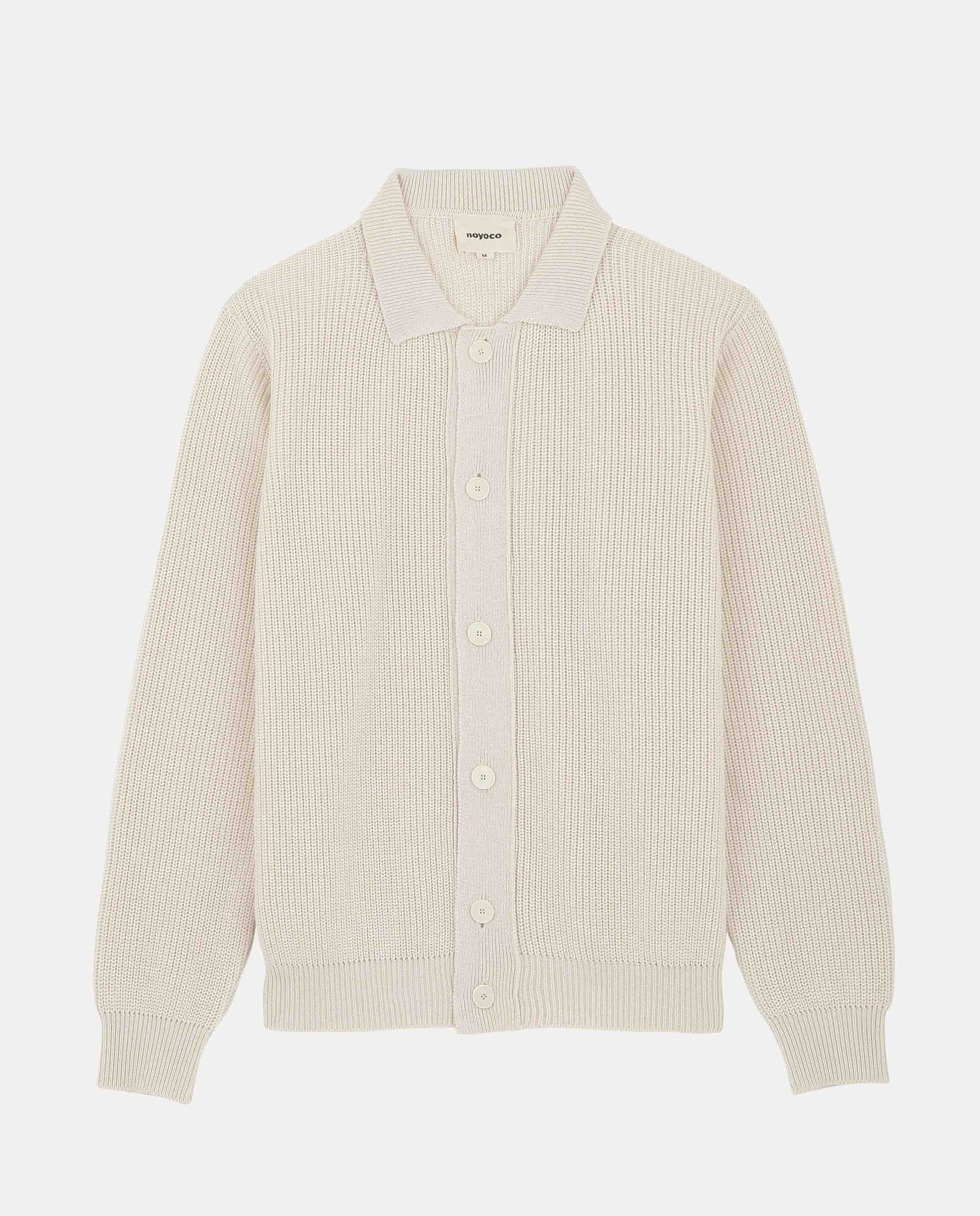 Marché Commun cardigan écru homme en laine mérinos et coton bio noyoco