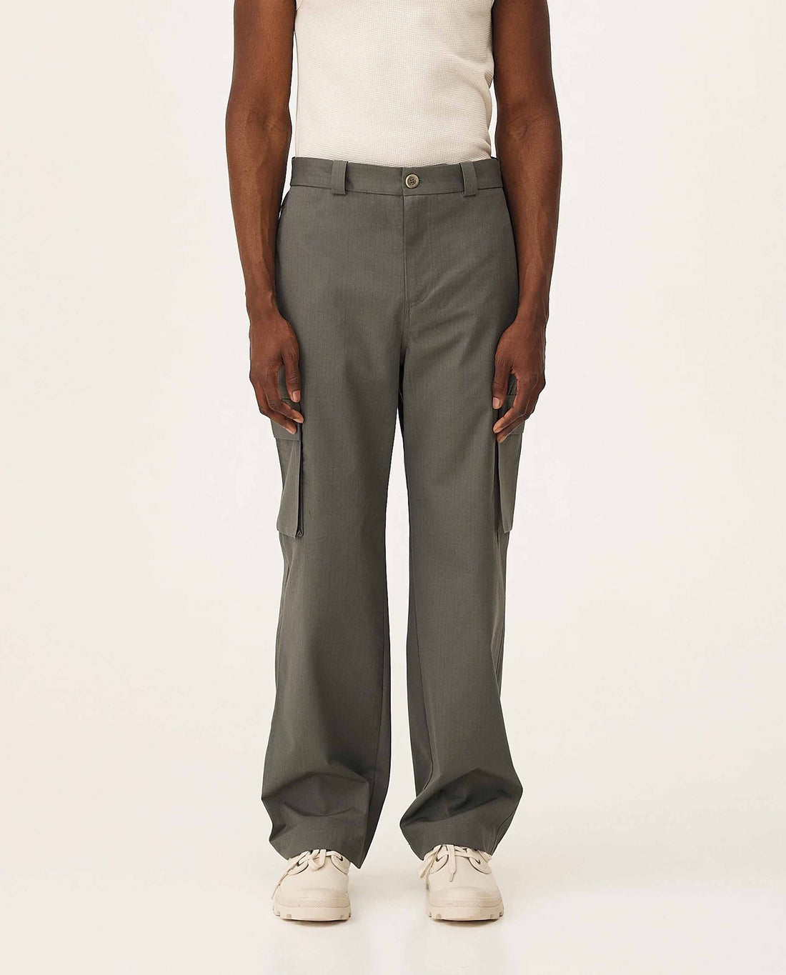 marché commun pantalon cargo homme en coton bio vert kaki noyoco