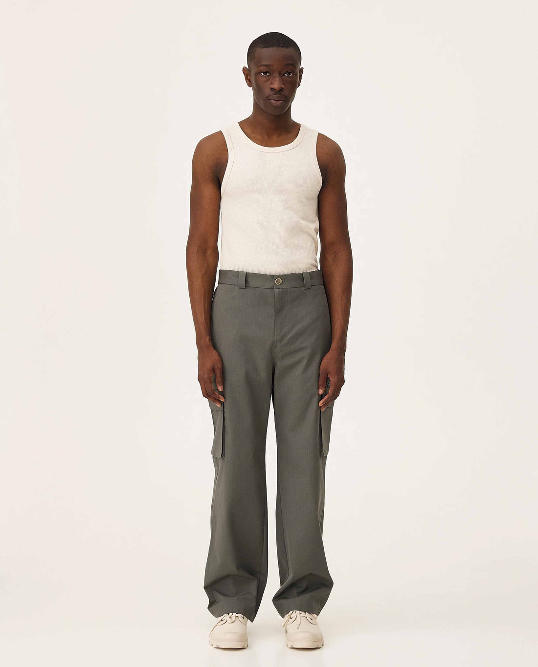 marché commun pantalon cargo homme en coton bio vert kaki noyoco