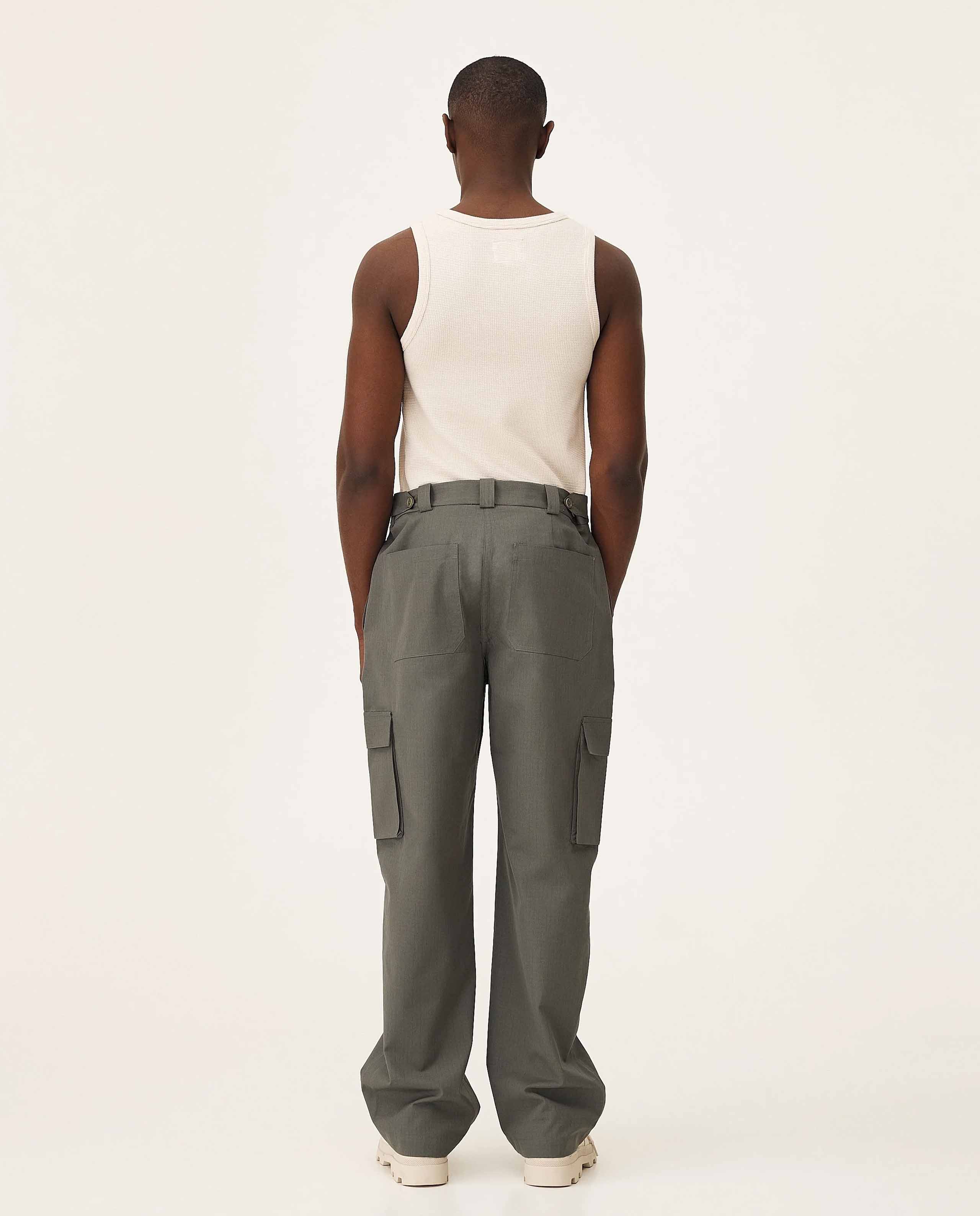 marché commun pantalon cargo homme en coton bio vert kaki noyoco