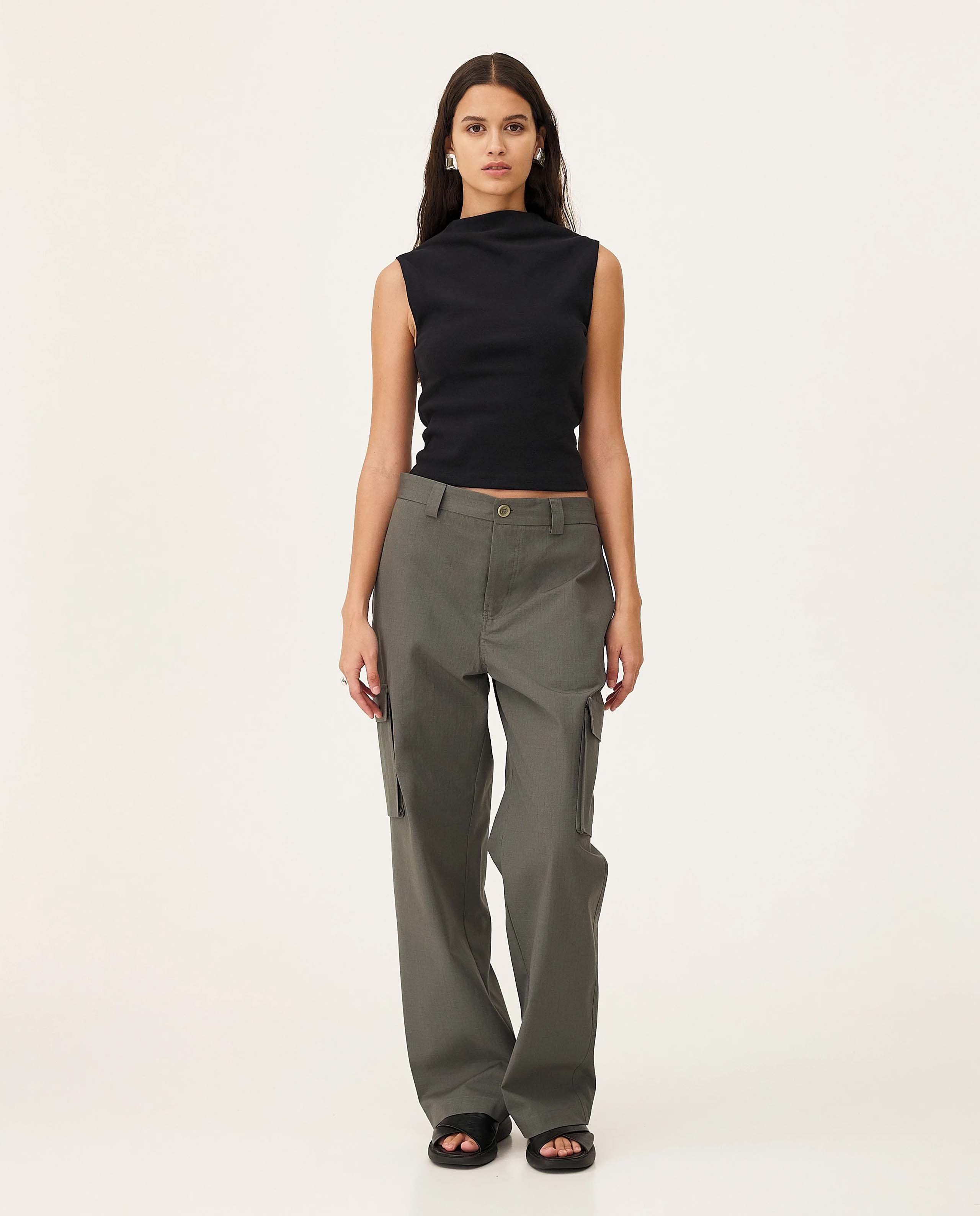 marche commun pantalon cargo en coton bio vert militaire noyoco