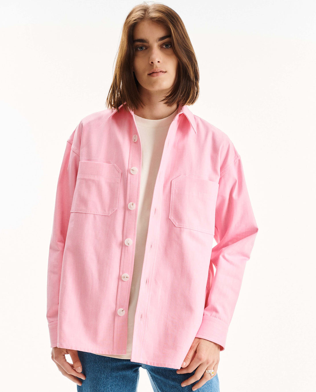 Marché Commun surchemise en coton bio rose noyoco