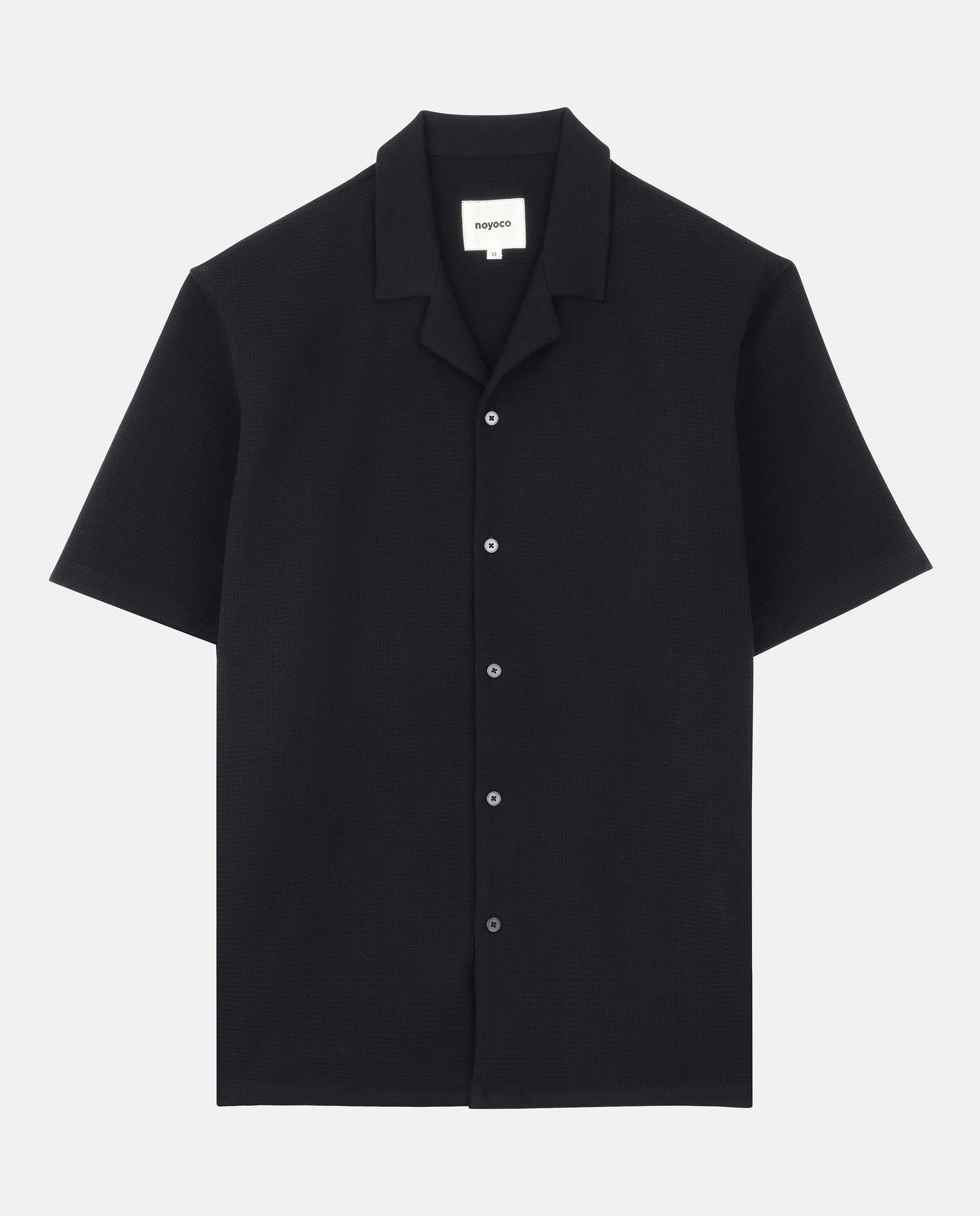 Marché Commun Chemisette gaufrée en coton bio noire noyoco