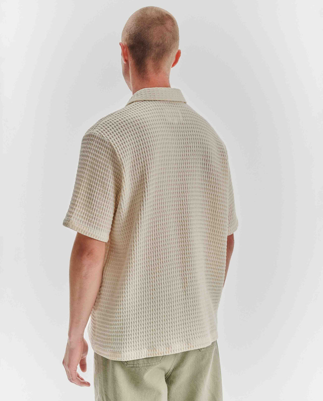 Marché Commun chemise manches courtes gaufrée en lin naturel noyoco
