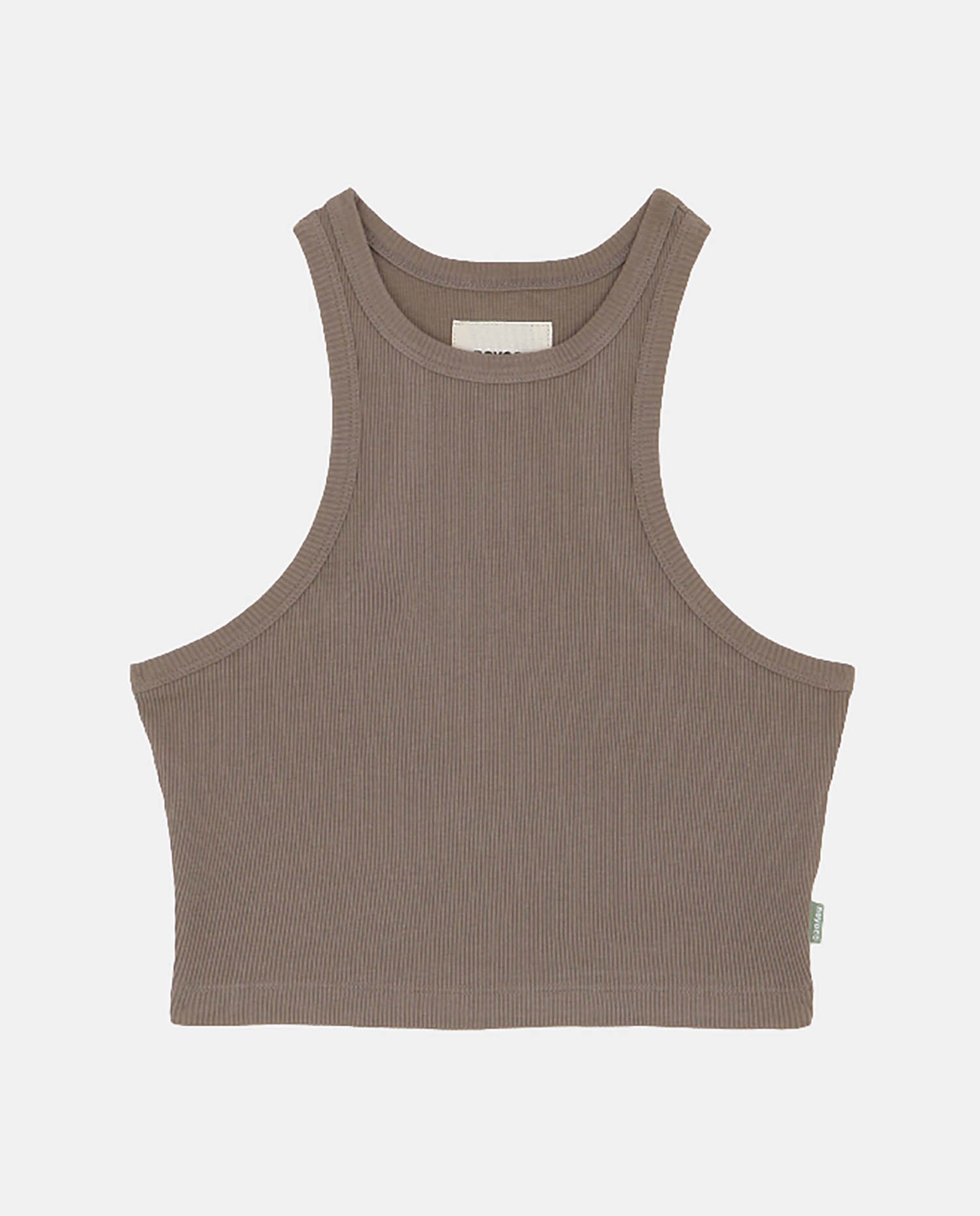 Marché Commun Tank top taupe en coton bio côtelé noyoco
