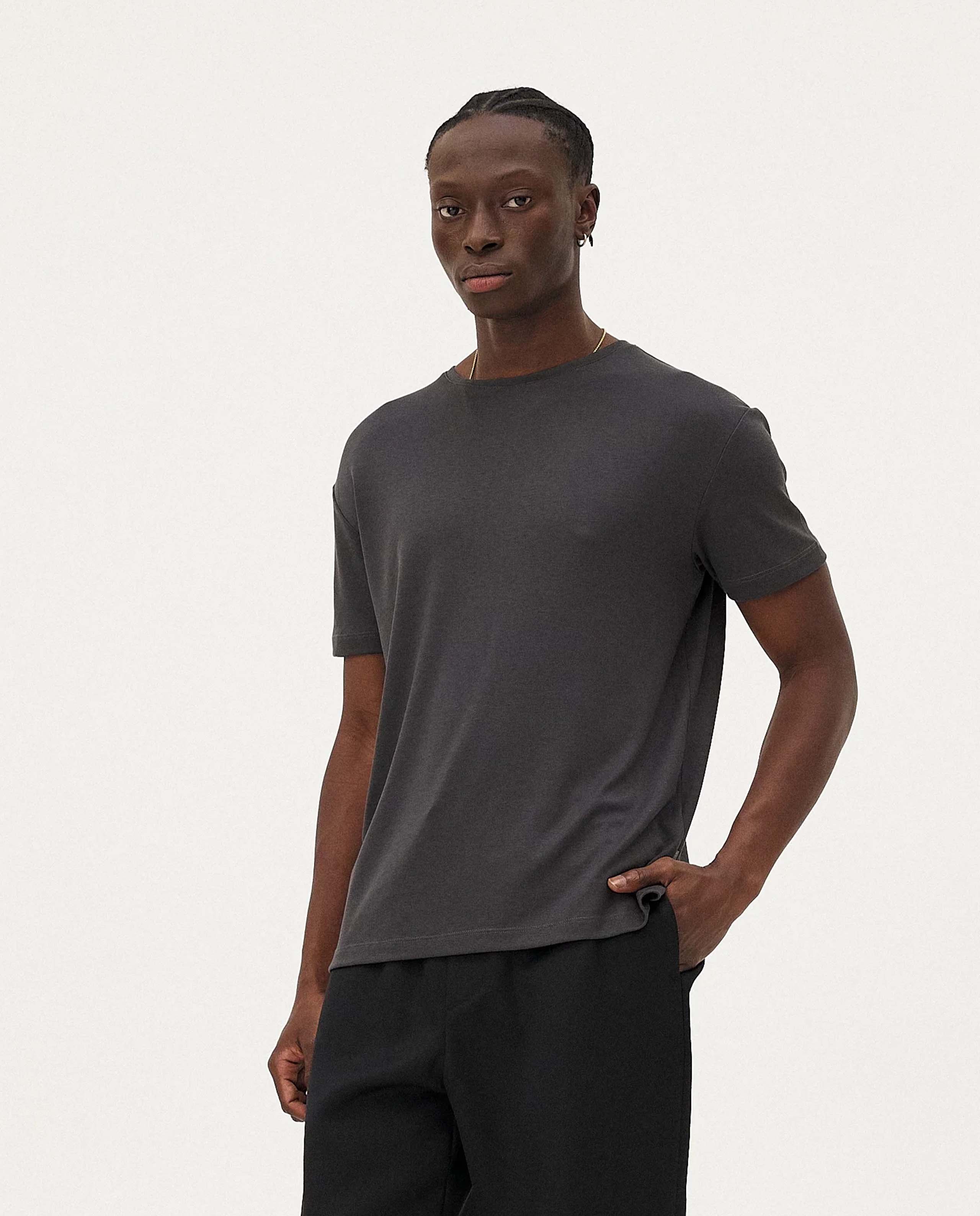 marché commun t-shirt en lyocell et coton bio gris anthracite noyoco