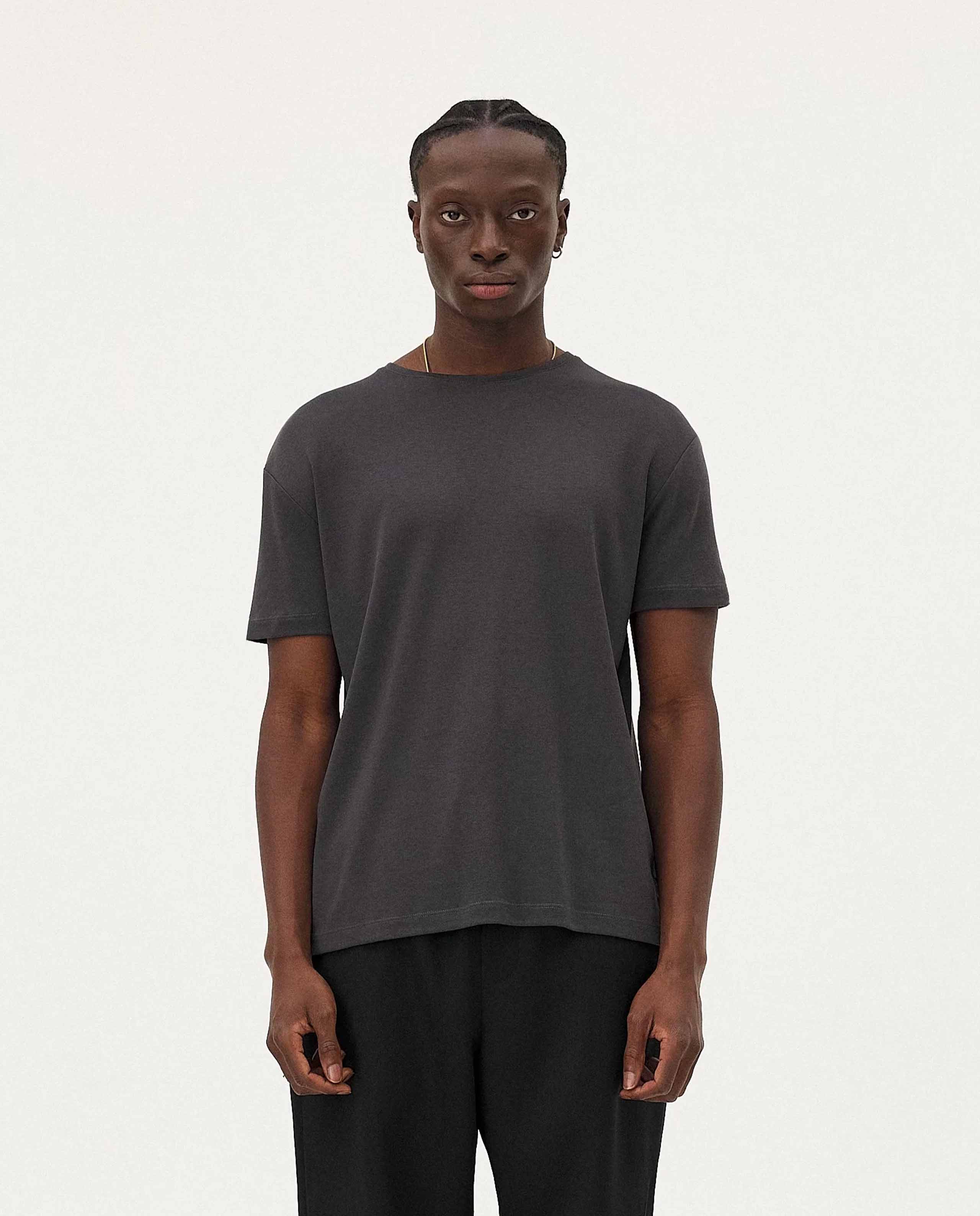marché commun t-shirt en lyocell et coton bio gris anthracite noyoco