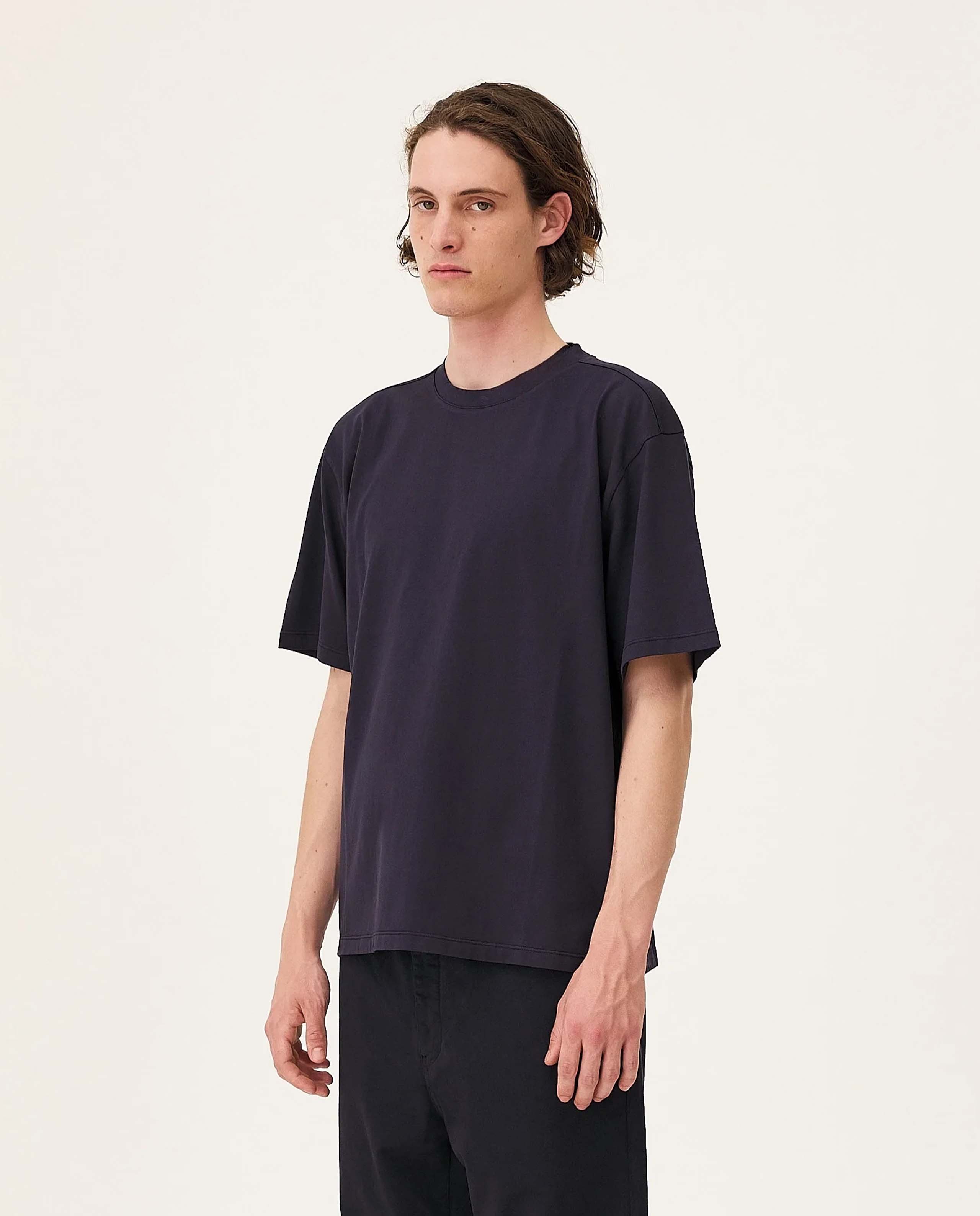 marché commun t-shirt oversize en coton bio bleu marine noyoco