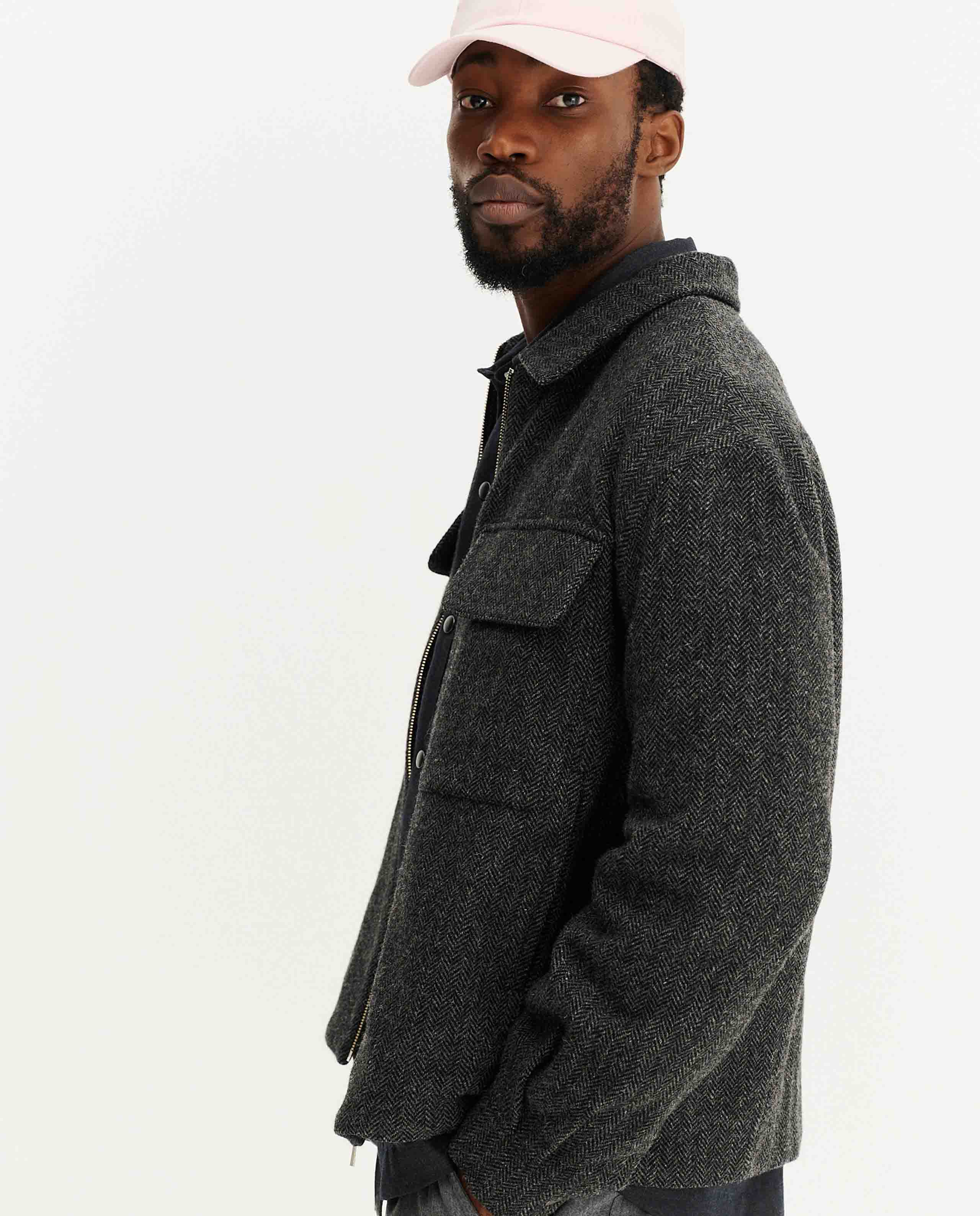 Veste zippée à chevrons en laine recyclée