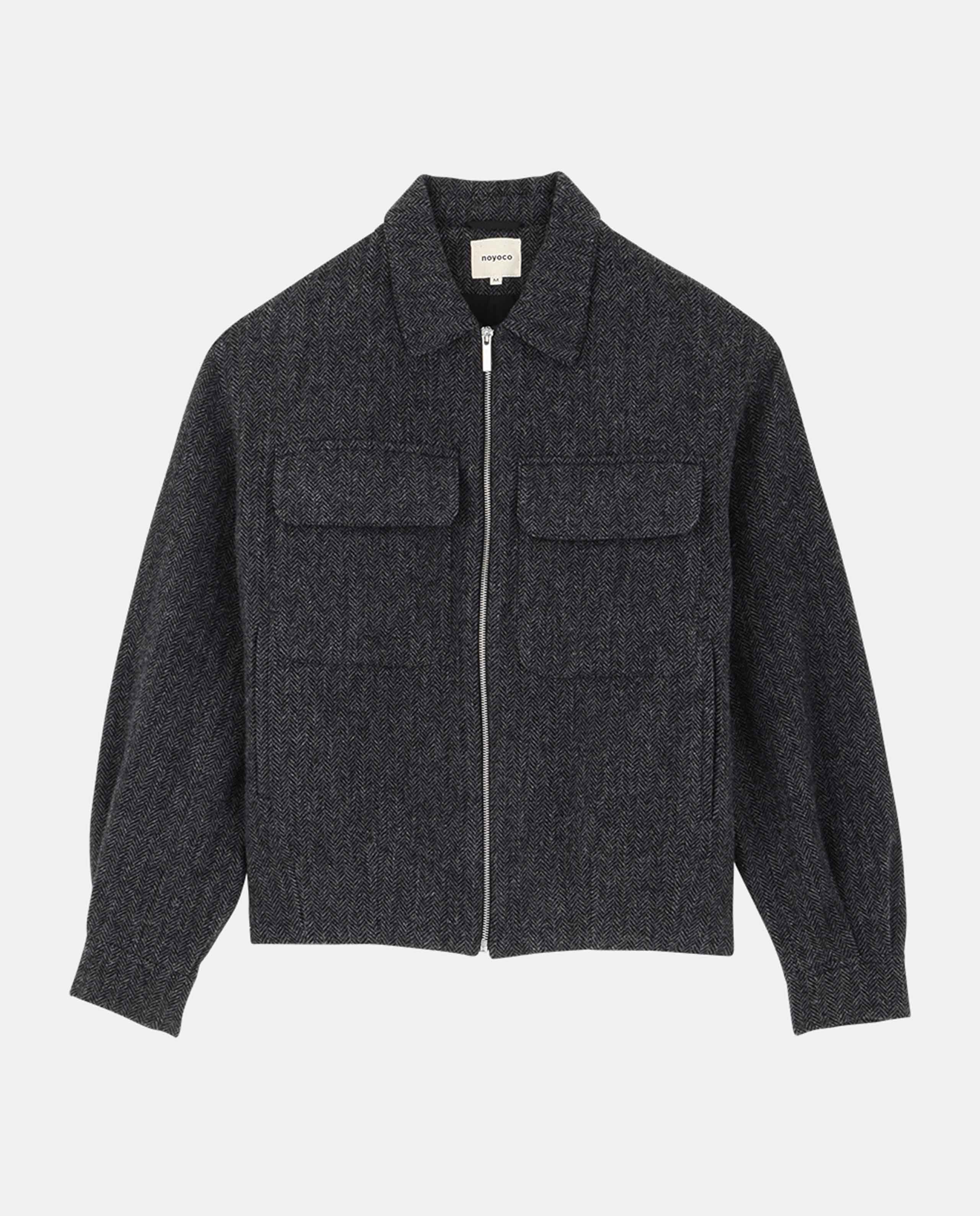 Veste zippée à chevrons en laine recyclée