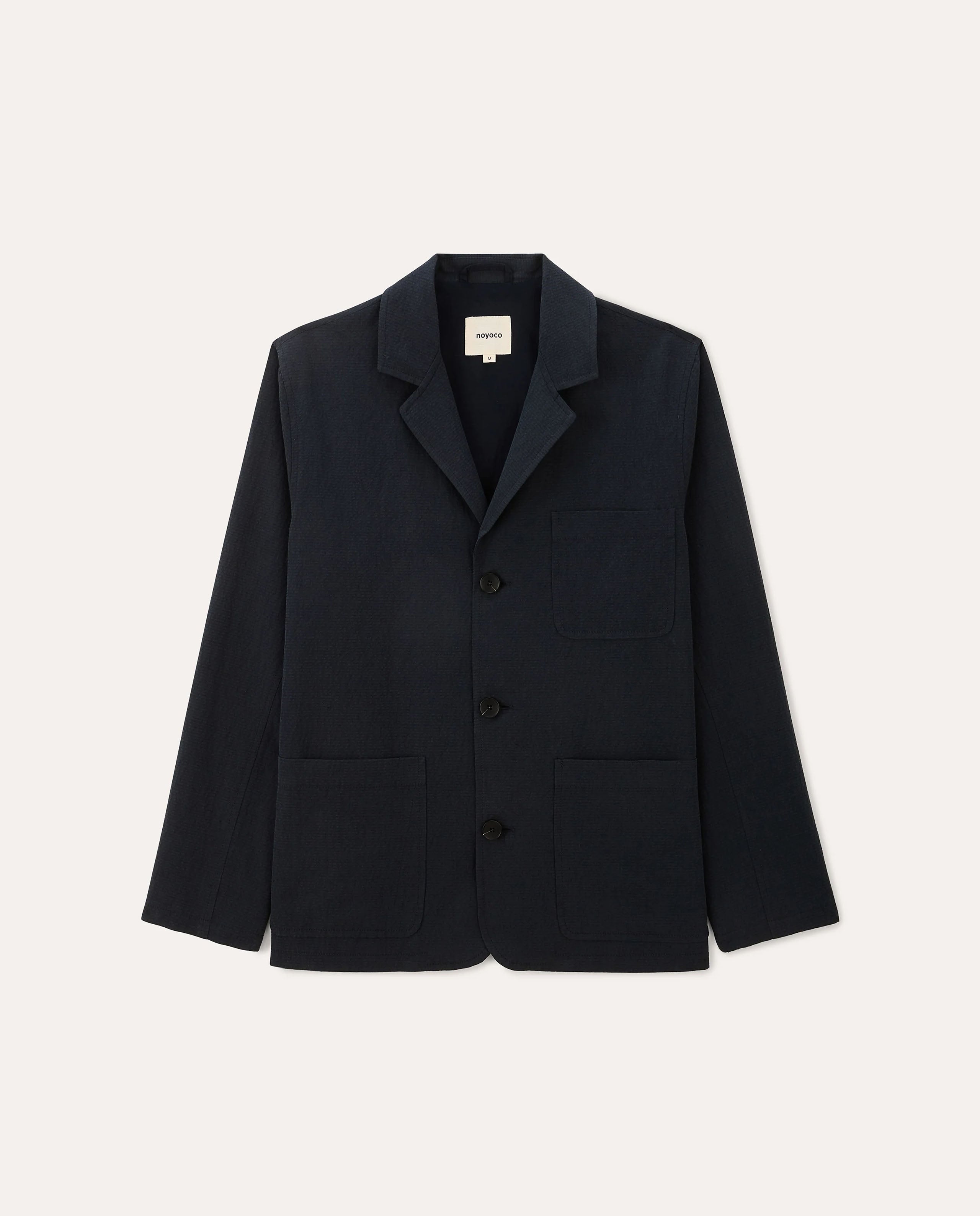 marché commun blazer décontracté en coton bio et lin bleu marine noyoco