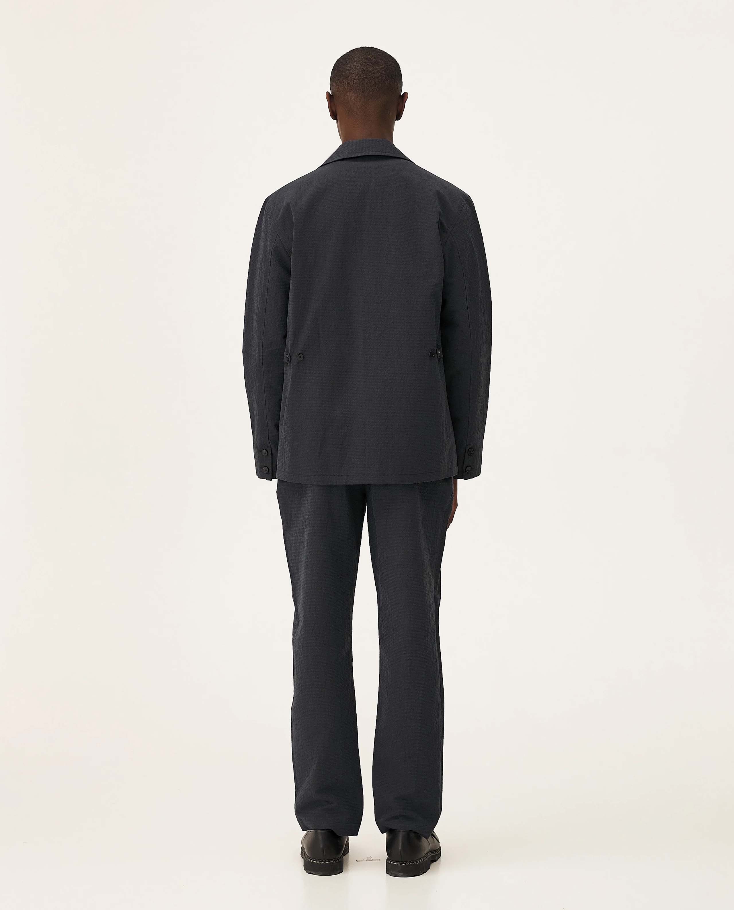 marché commun blazer décontracté en coton bio et lin bleu marine noyoco