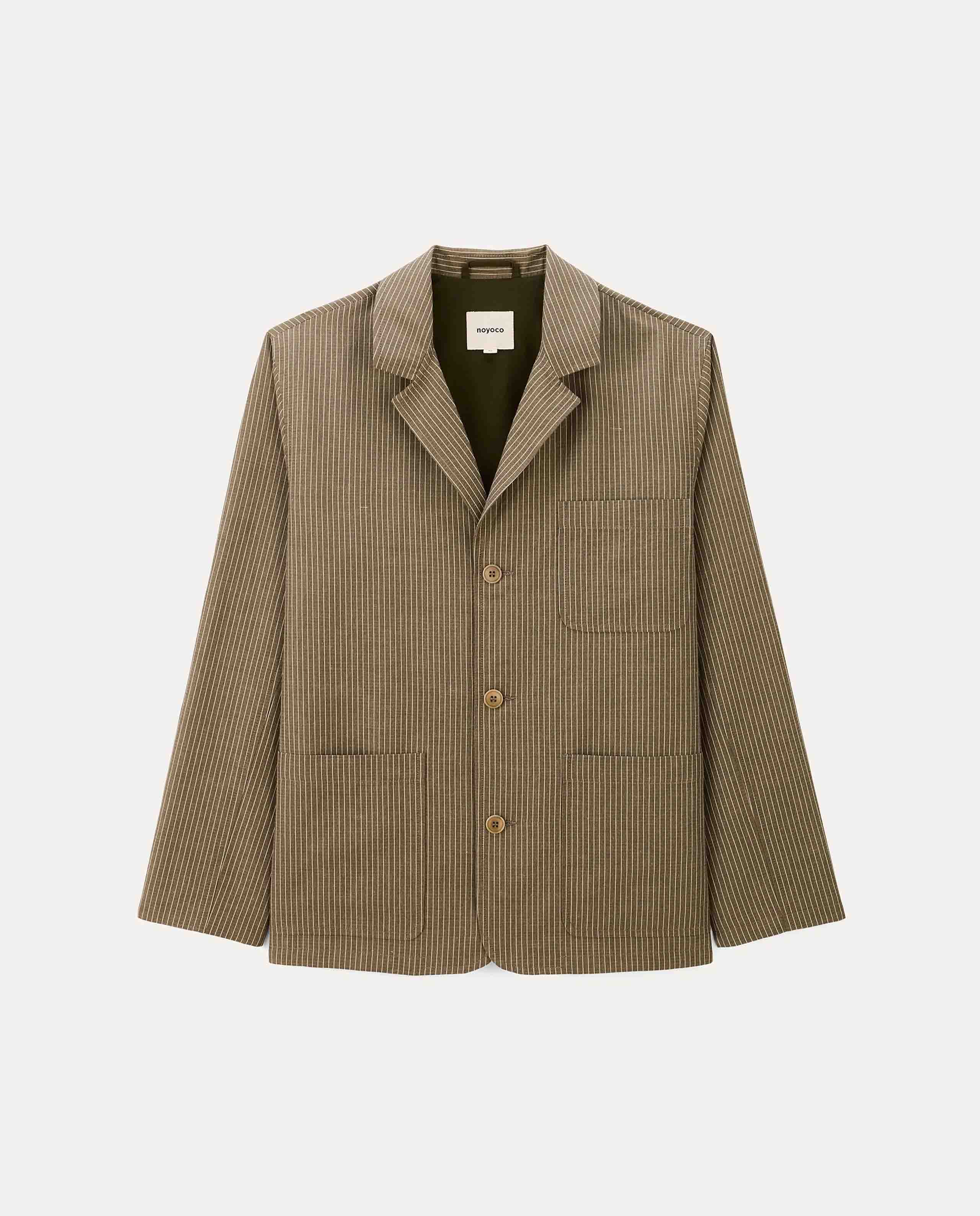 marché commun blazer rayé en coton bio et lin noyoco