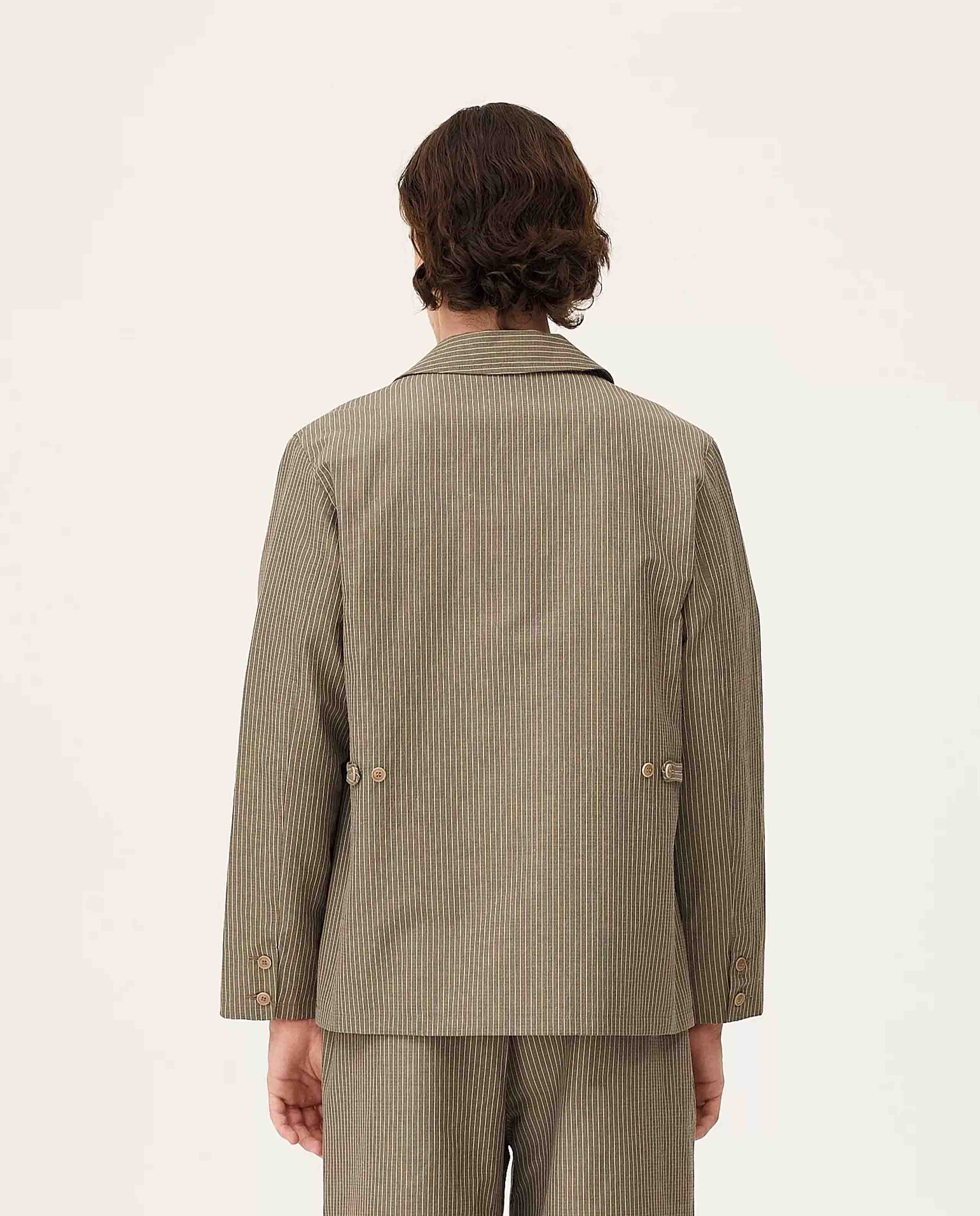 marché commun blazer rayé en coton bio et lin noyoco