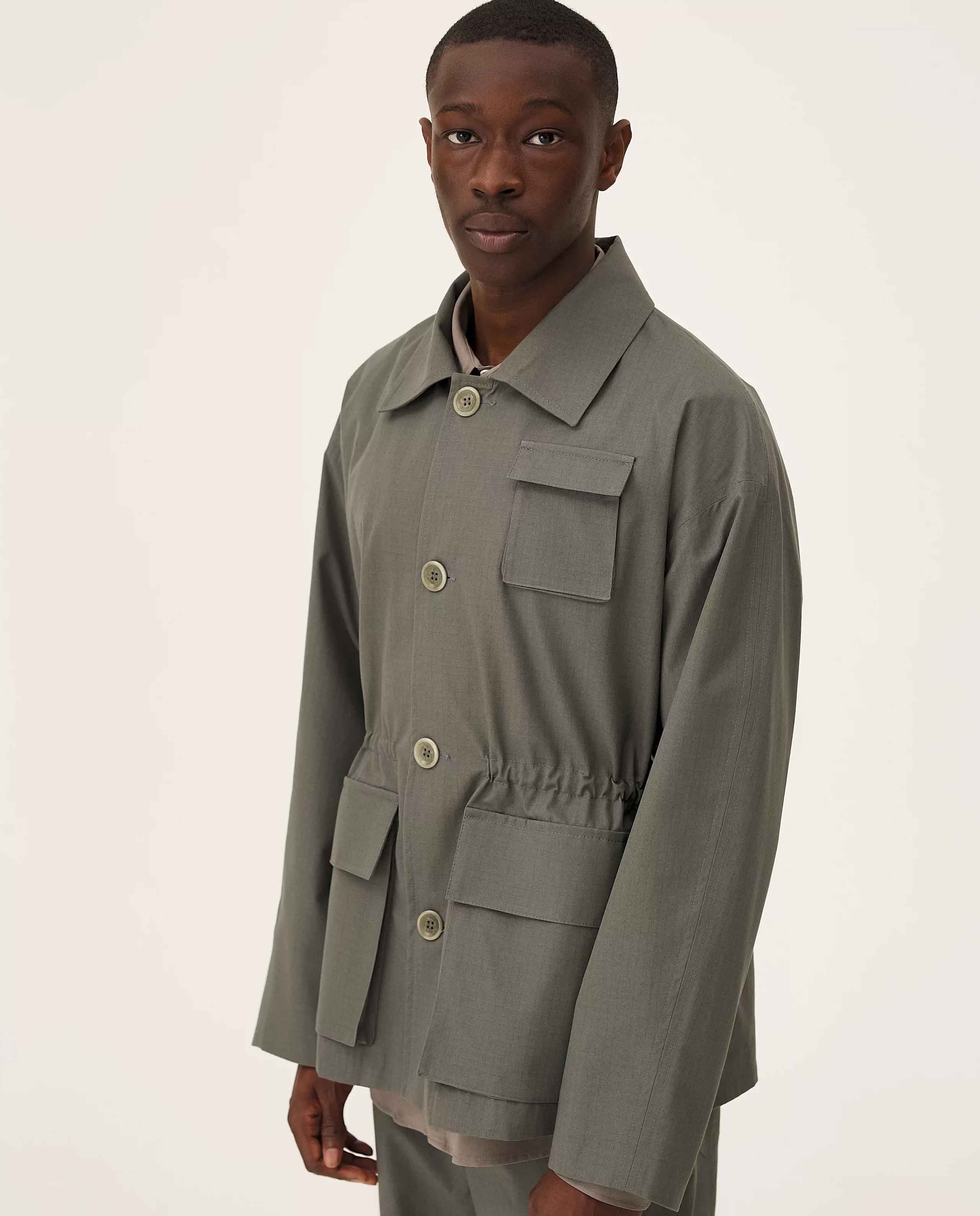 marché commun veste saharienne en coton bio vert militaire noyoco