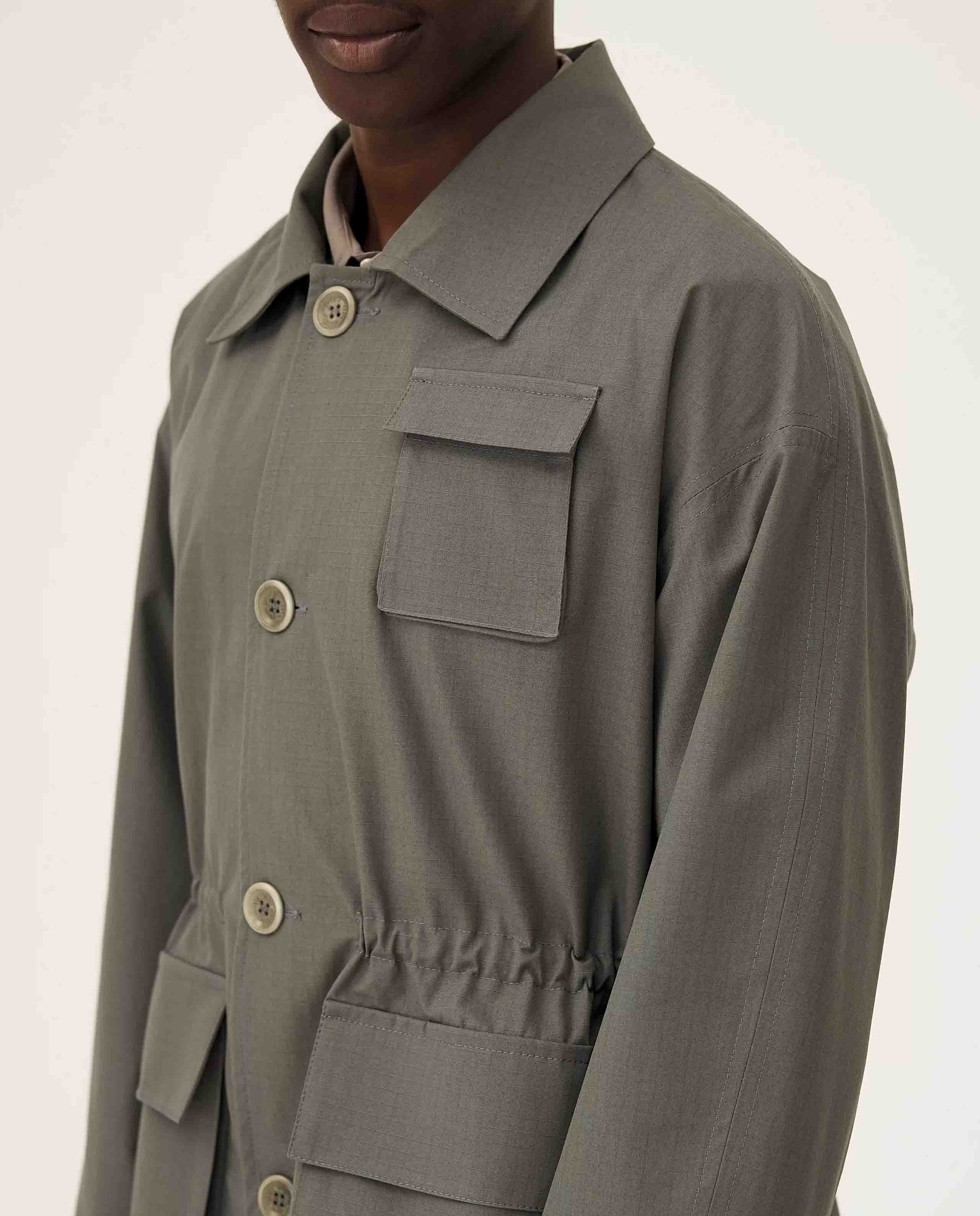 marché commun veste saharienne en coton bio vert militaire noyoco