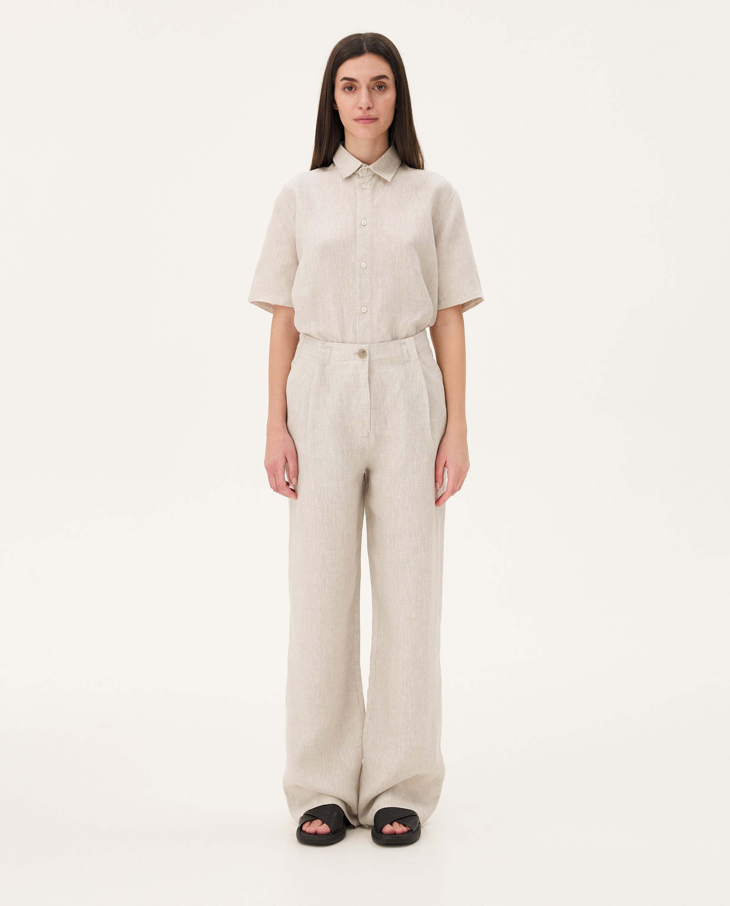 Marché Commun pantalon à pinces en lin femme noyoco