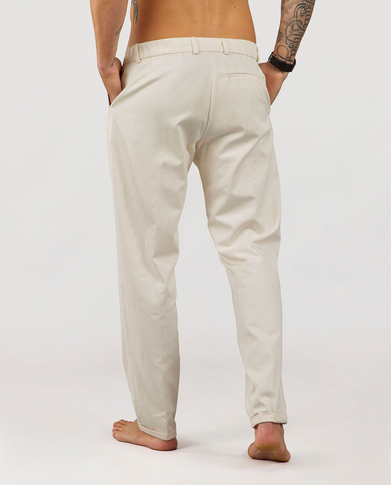 marché commun noyoco pantalon homme revers ourlets coton biologique fabriqué en europe écru