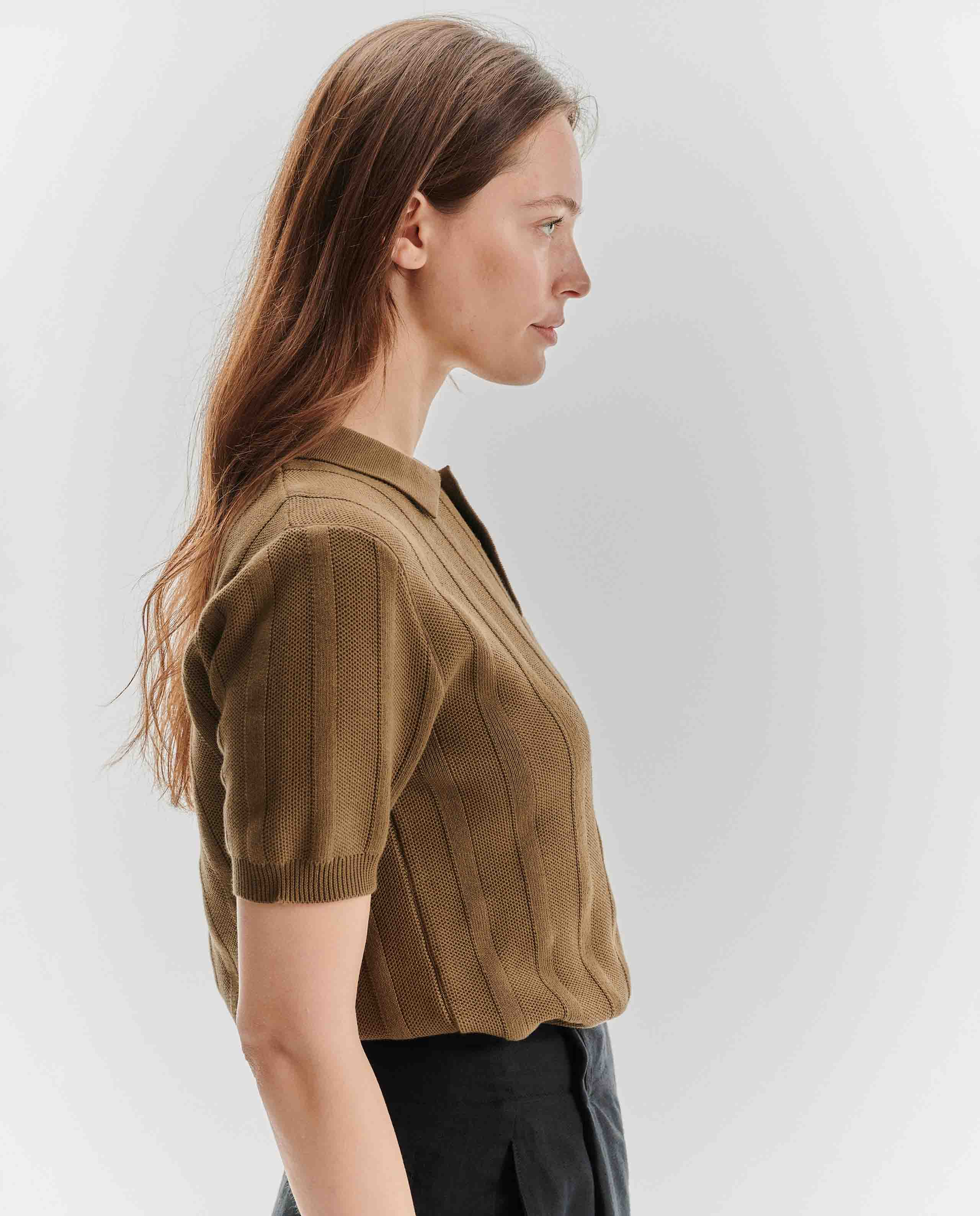 Marché Commun Polo femme en coton bio marron noyoco