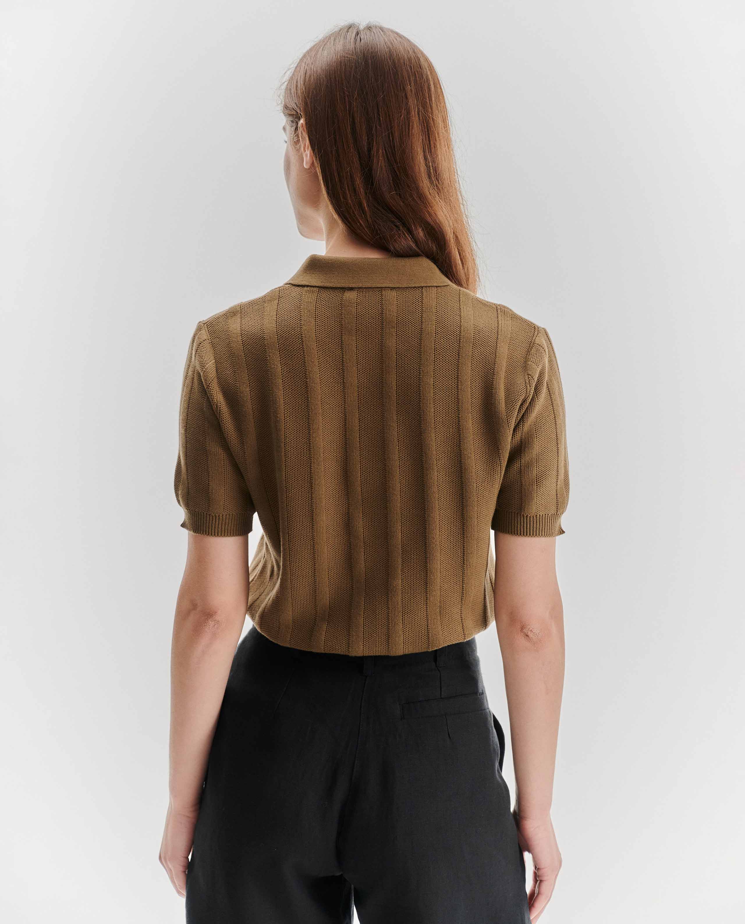 Marché Commun Polo femme en coton bio marron noyoco