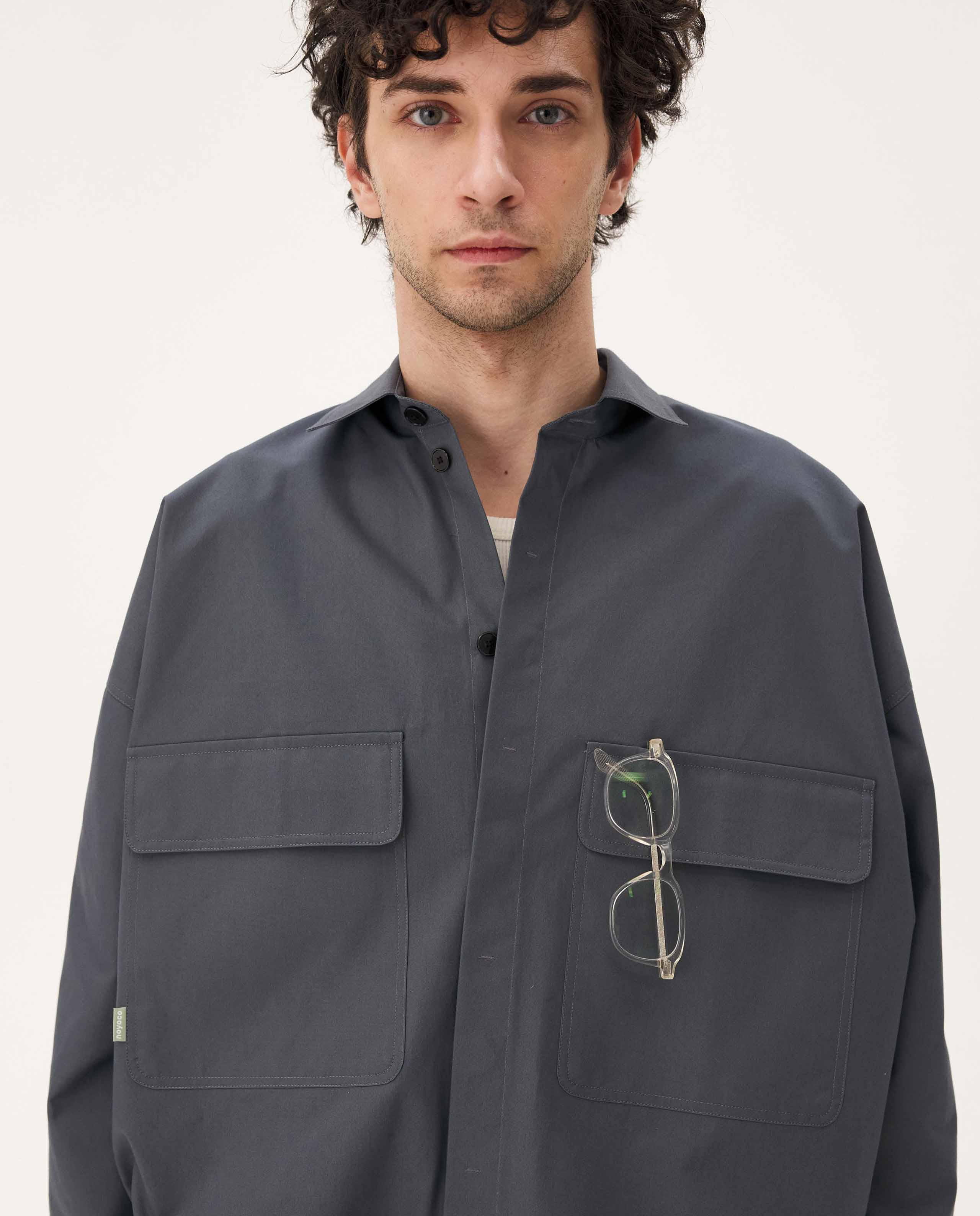 Marché Commun Surchemise en coton bio gris anthracite homme Noyoco