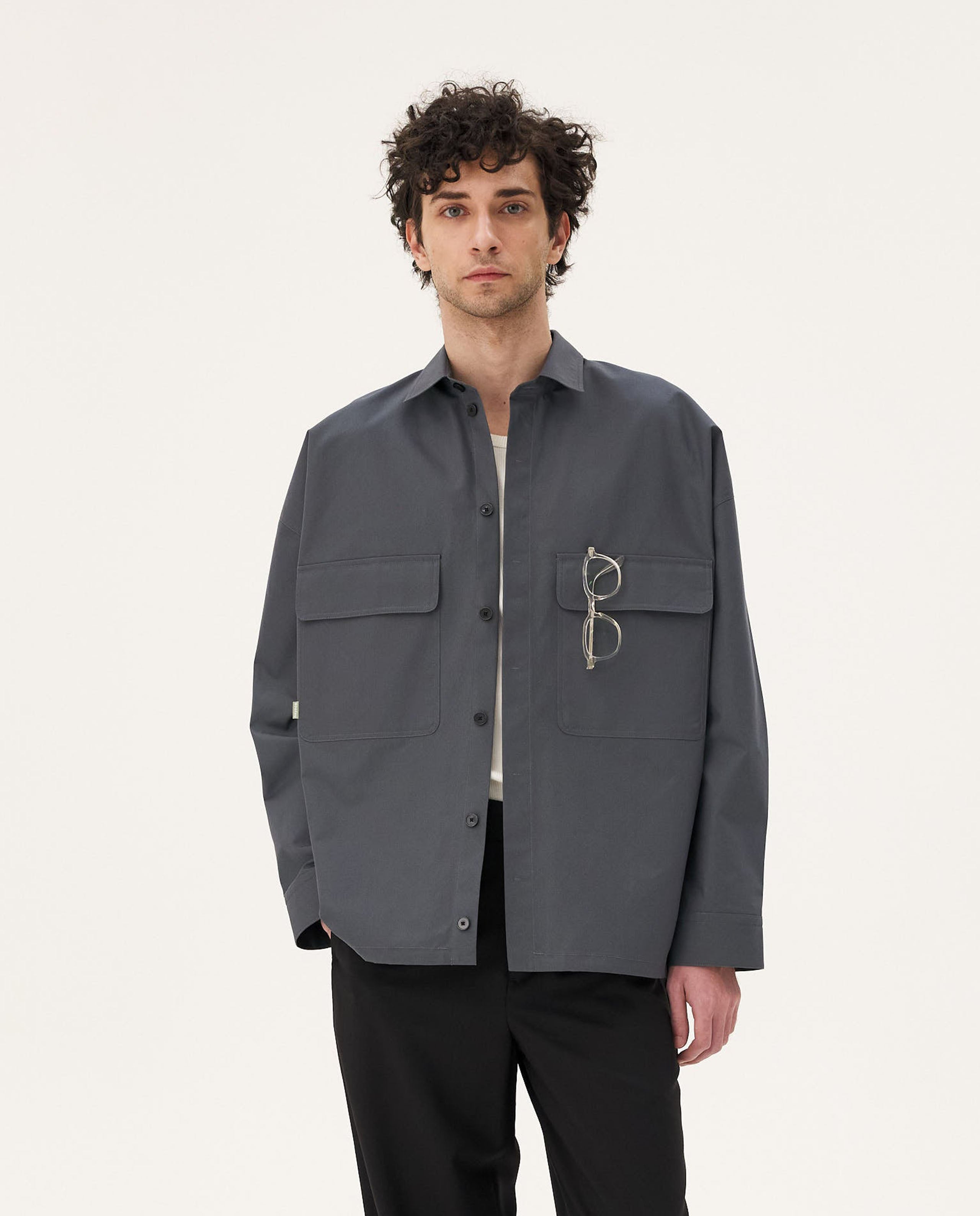 Marché Commun Surchemise en coton bio gris anthracite homme Noyoco