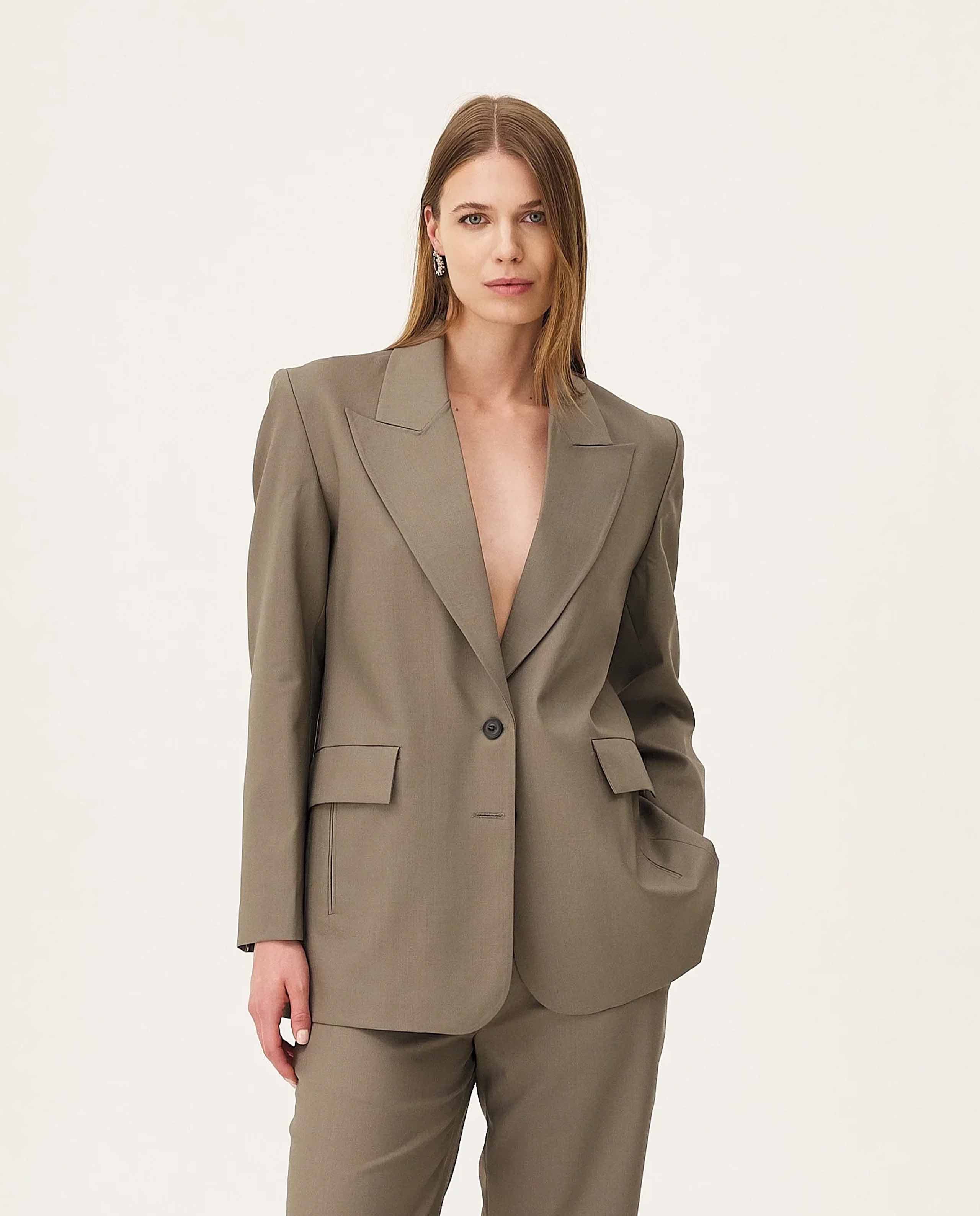 marché commun blazer en laine vierge stone noyoco
