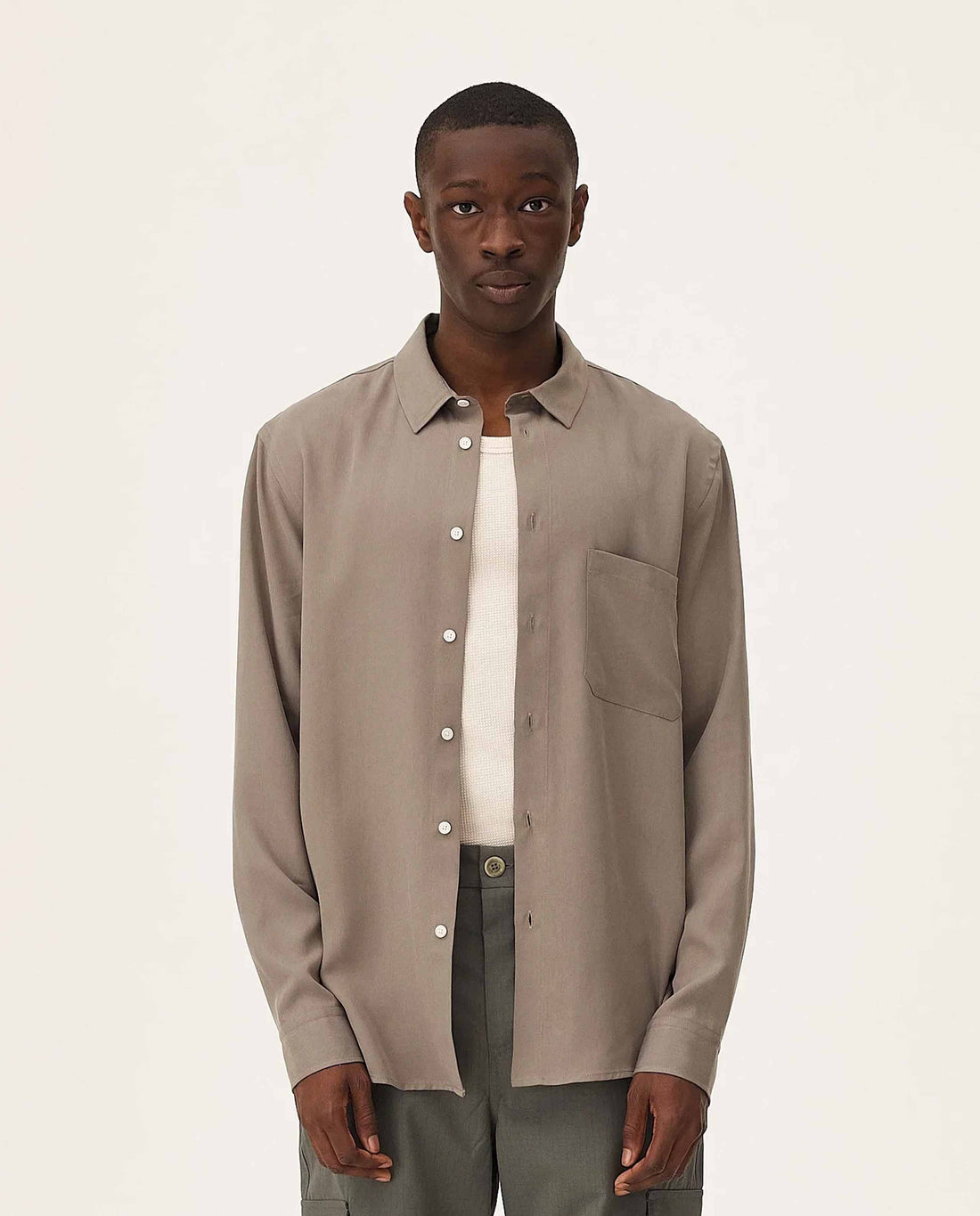 marché commun chemise en lyocel vert kaki noyoco