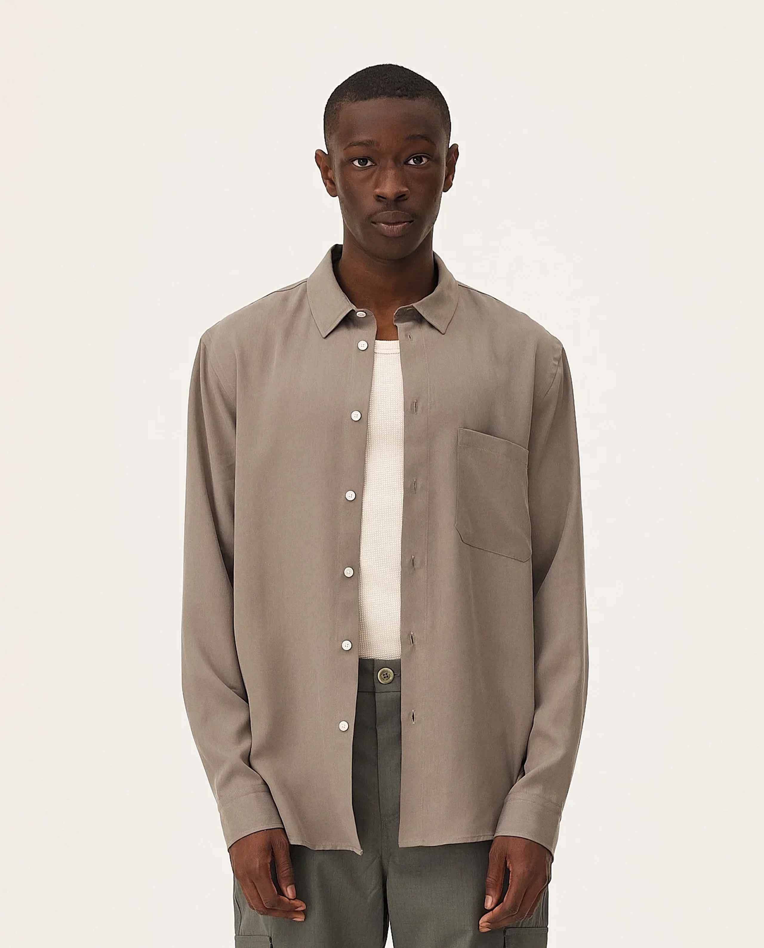 marché commun chemise en lyocel vert kaki noyoco