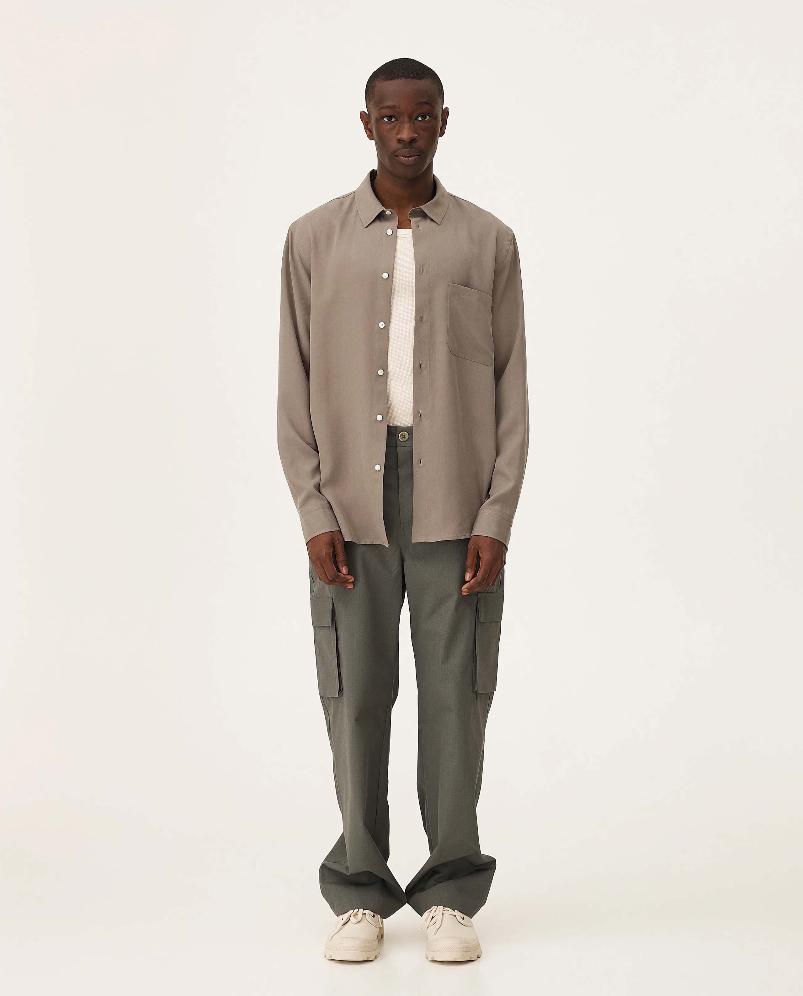 marché commun chemise en lyocel vert kaki noyoco