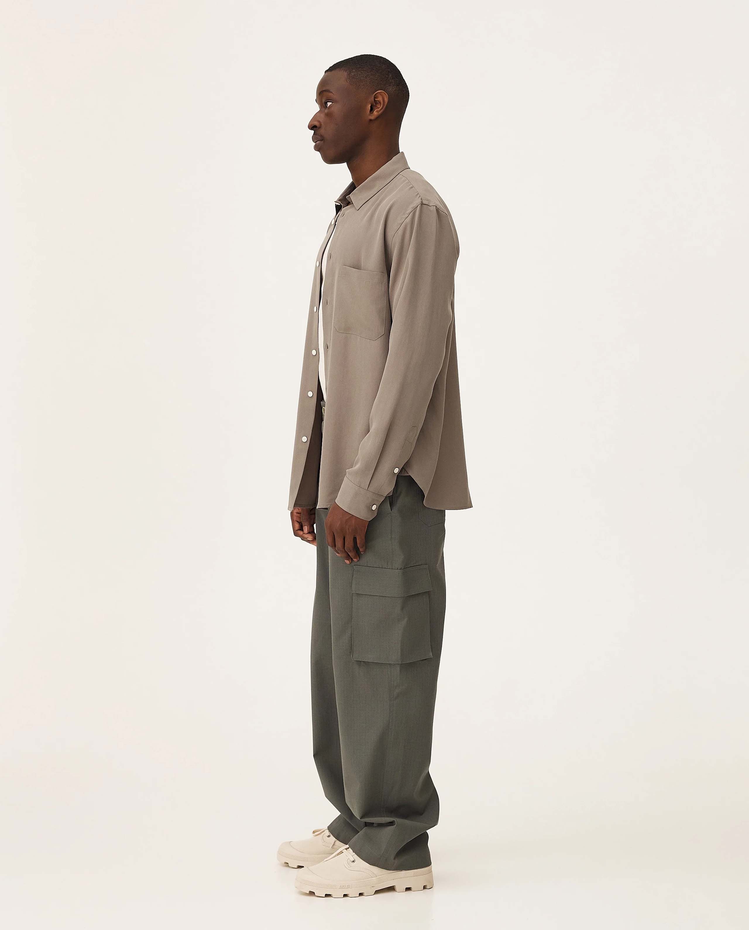 marché commun chemise en lyocel vert kaki noyoco