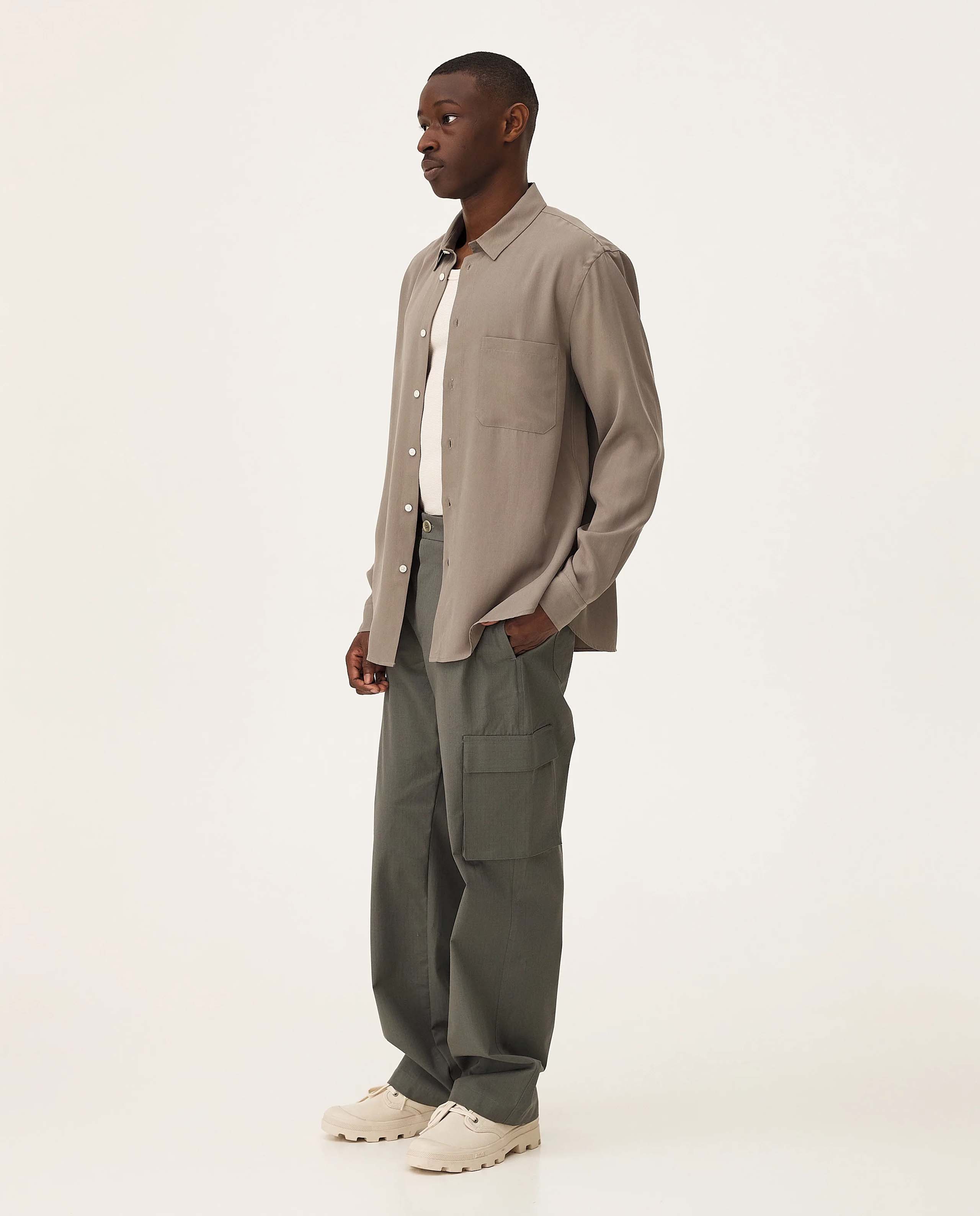 marché commun chemise en lyocel vert kaki noyoco