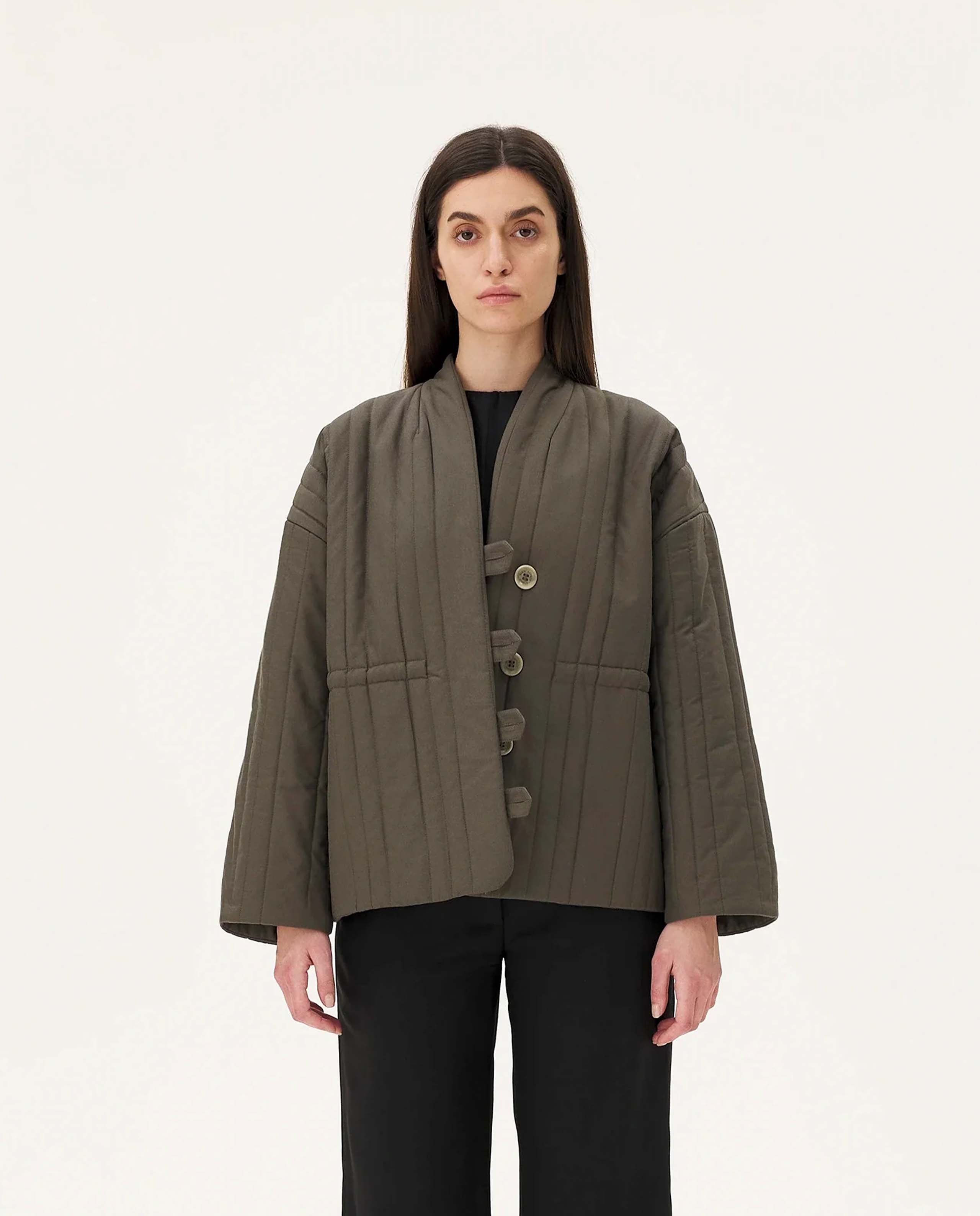 Veste Matelassée en Coton BIO Femme Eco-Responsable Kaki Noyoco