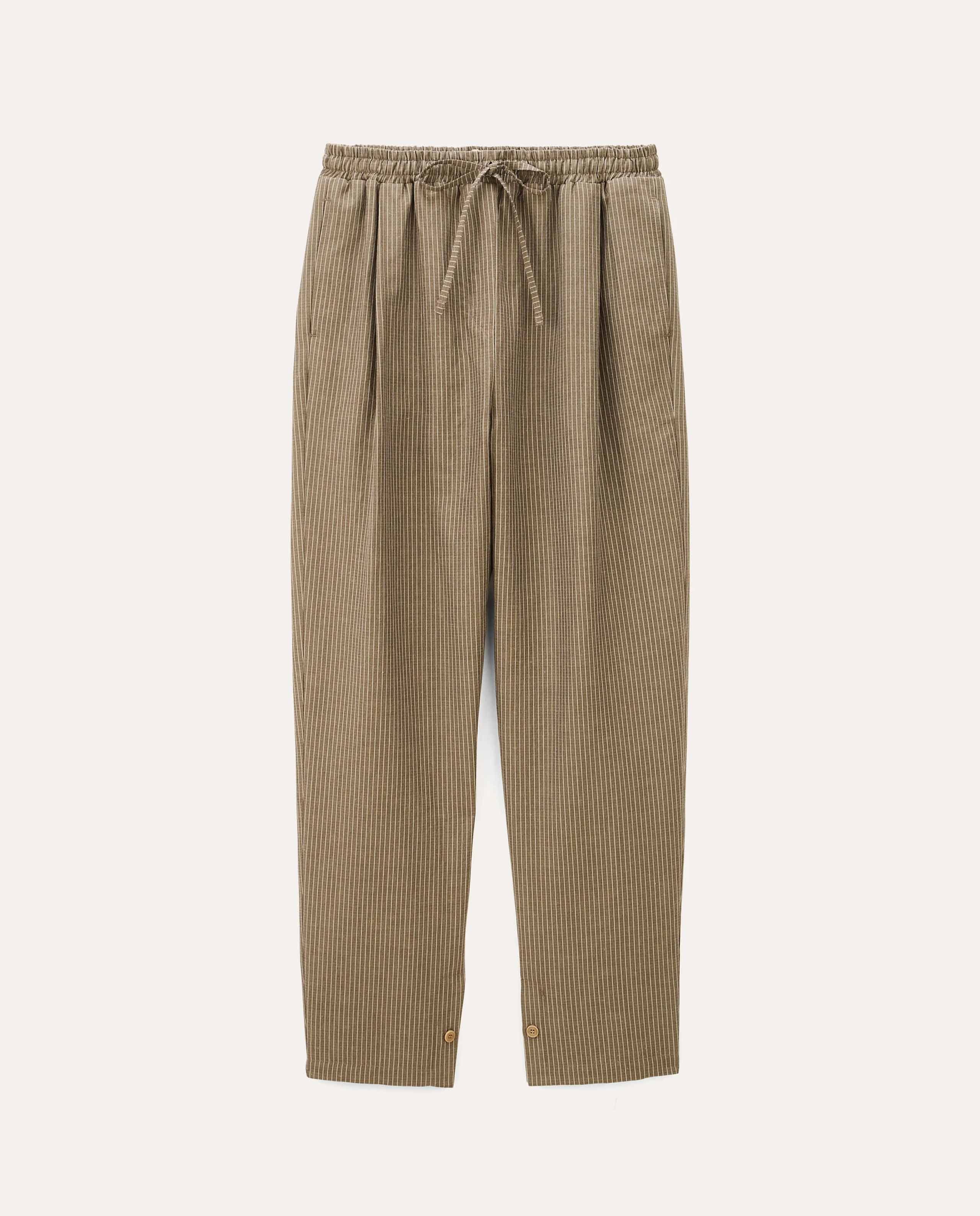 marché commun pantalon à rayures en lin et coton bio taupe noyoco