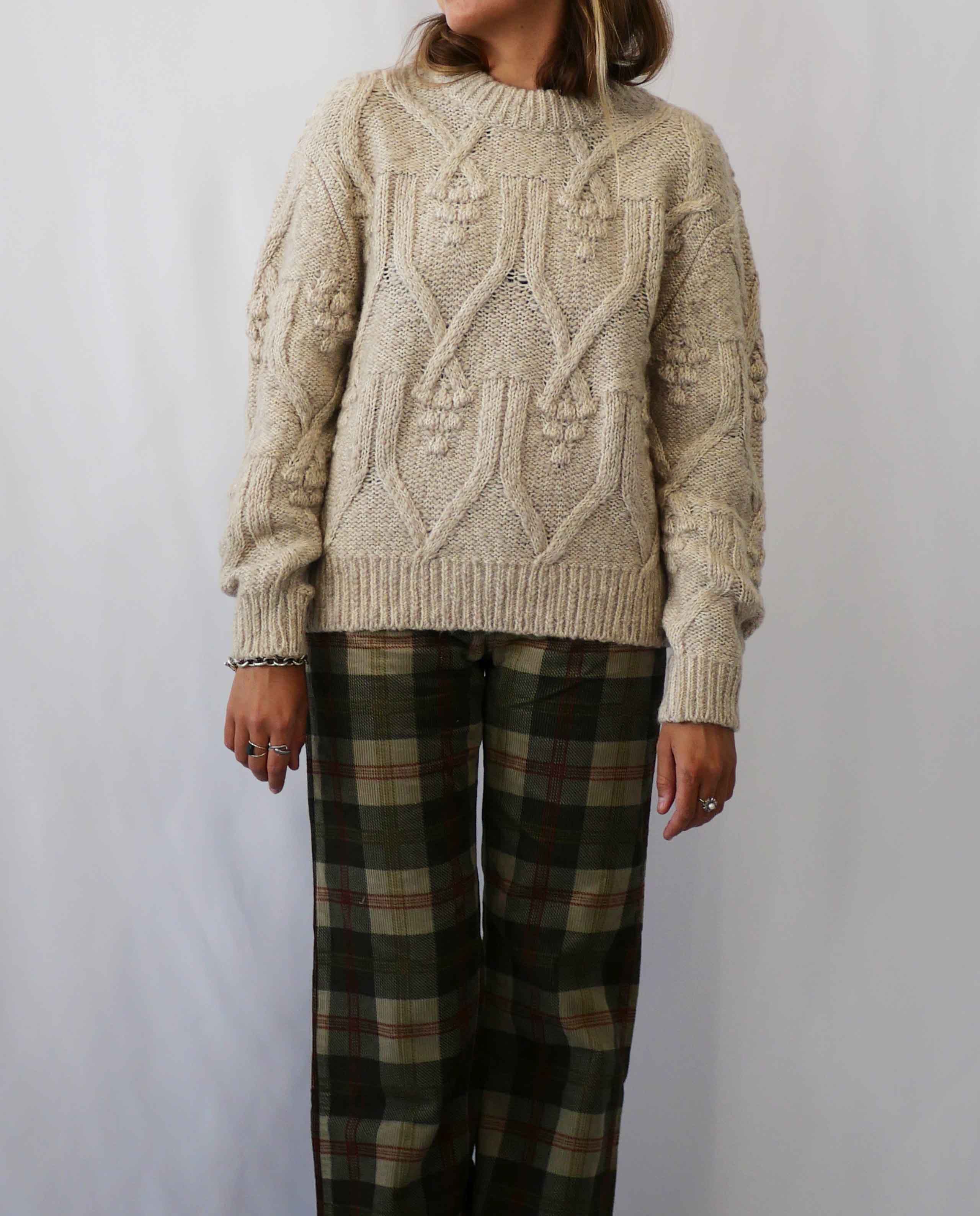 Pull torsadé en laine et coton bio