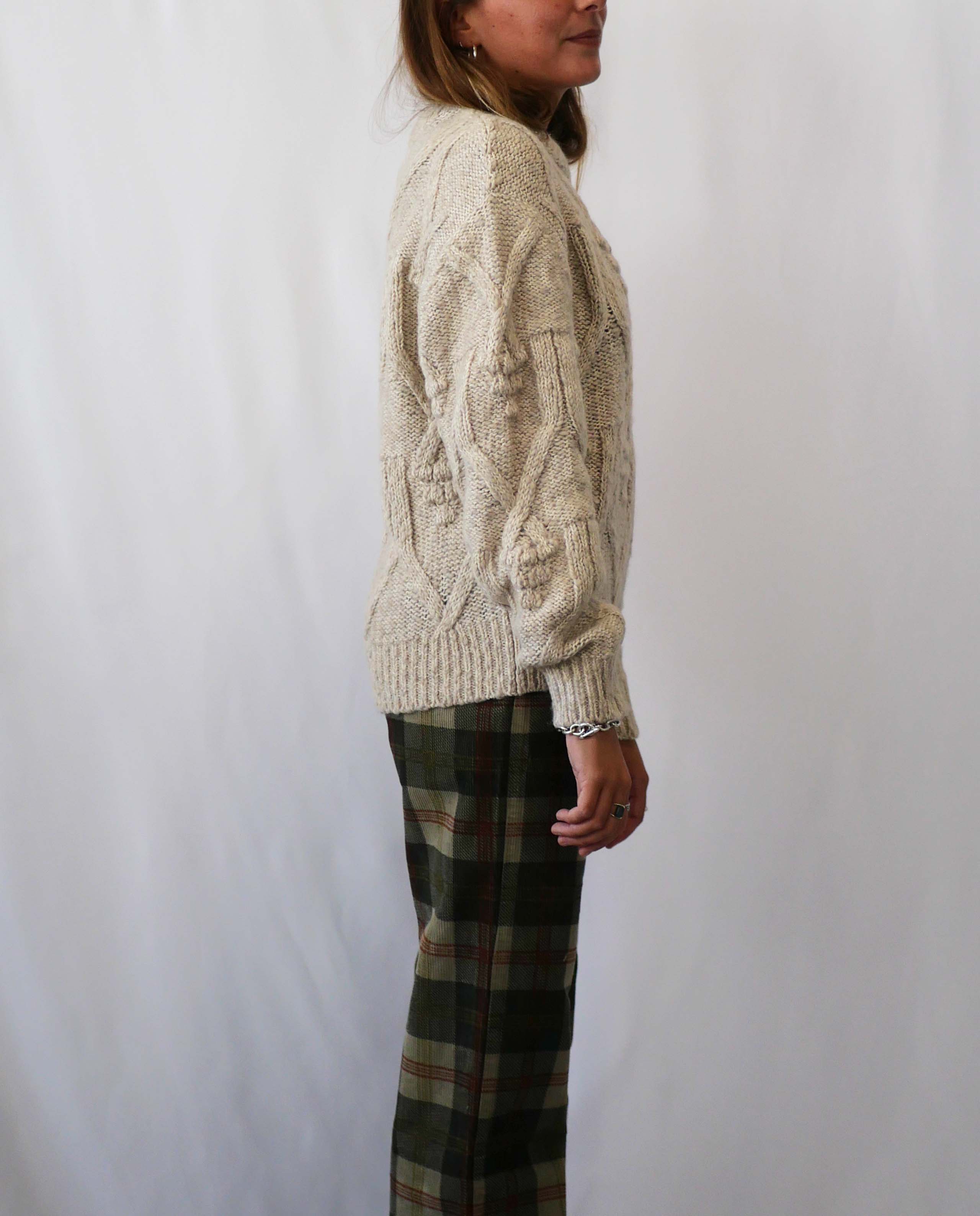 Pull torsadé en laine et coton bio