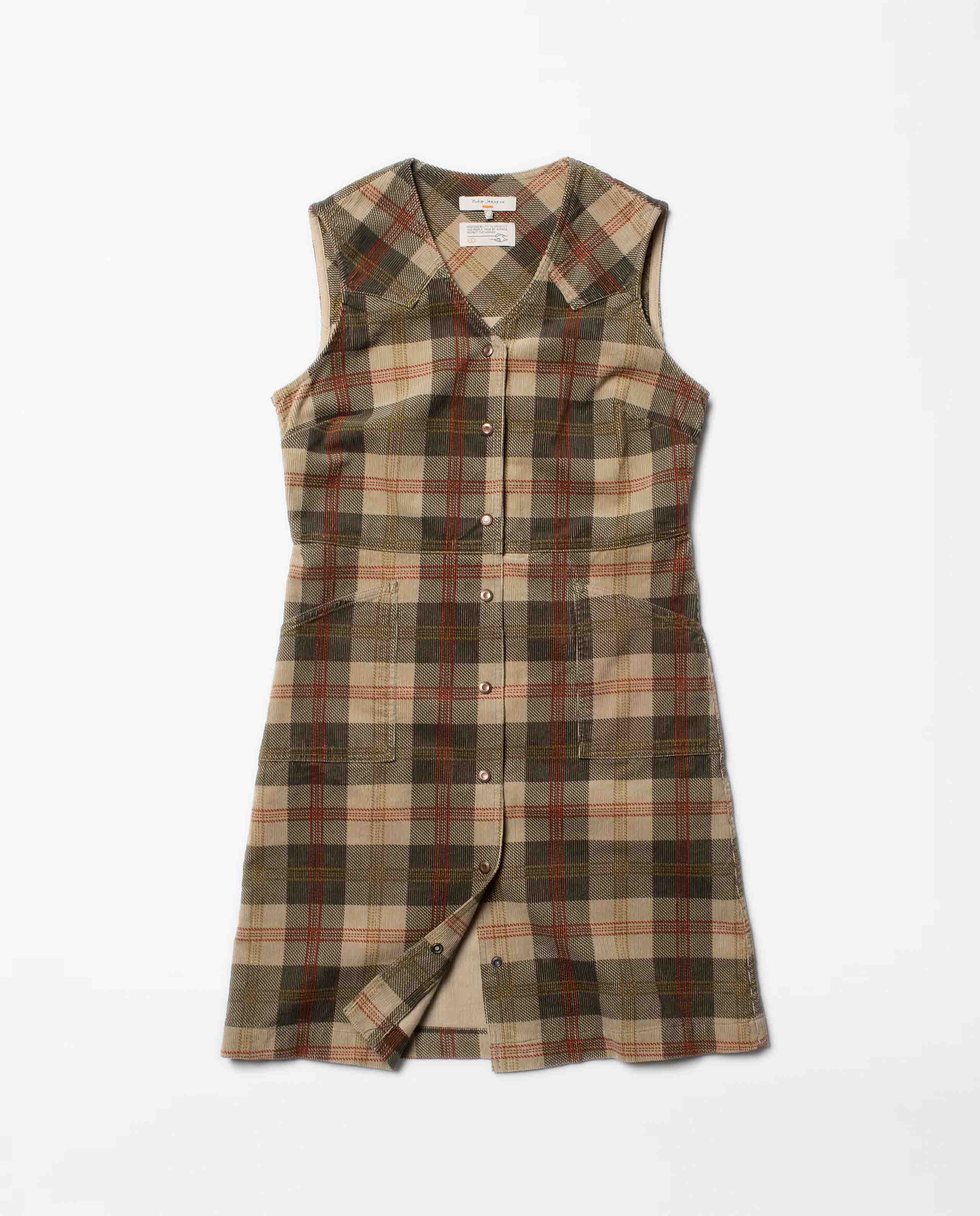 Robe en velours côtelé à carreaux