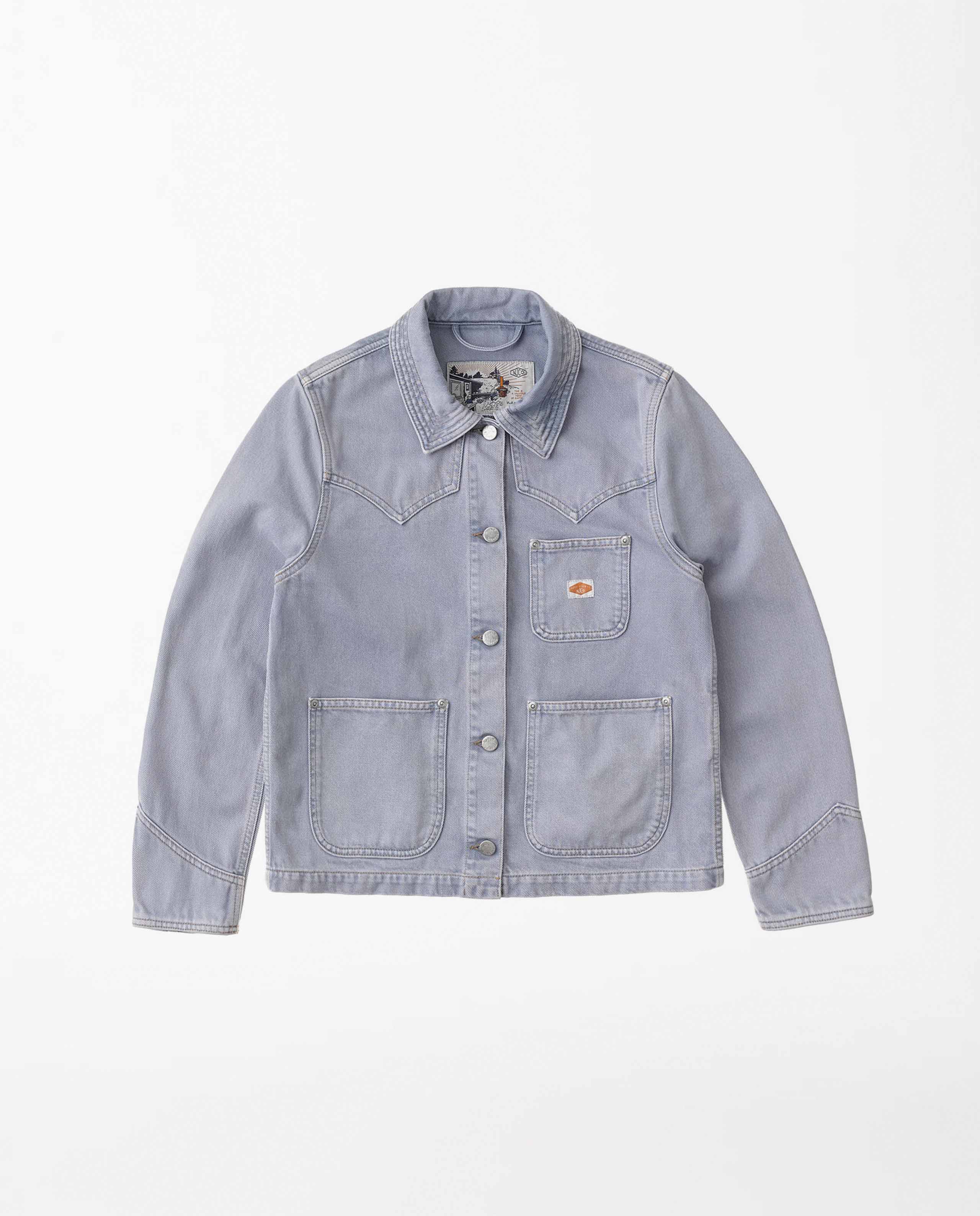 marché commun nudie jeans veste femme workwear denim biologique violet pastel