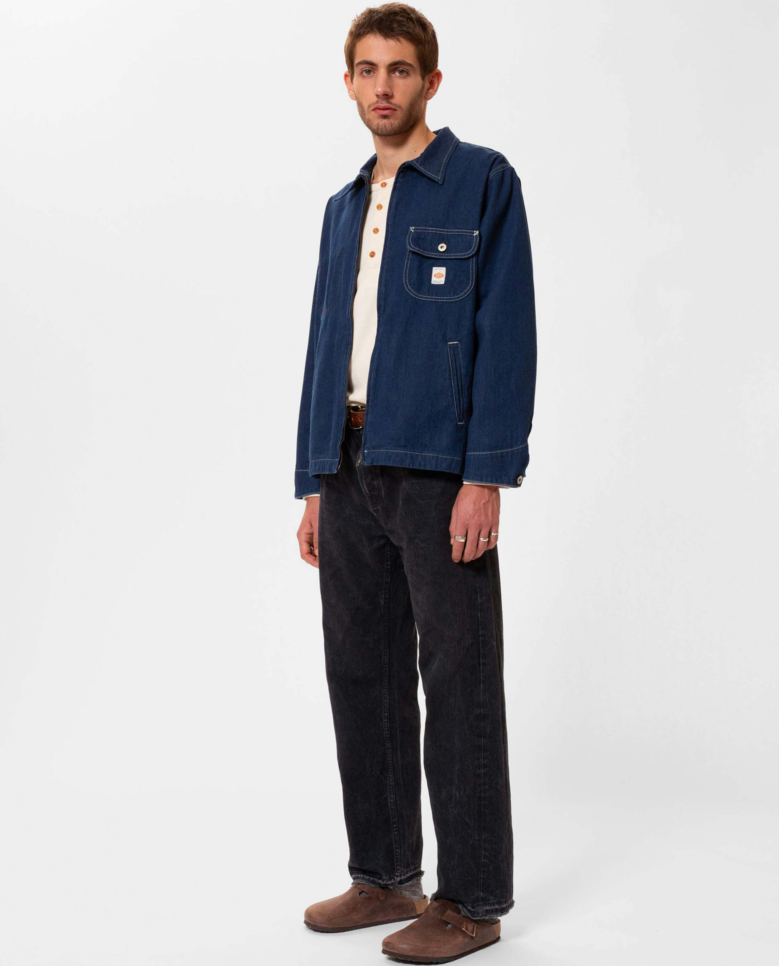 Marché Commun veste de travail denim en coton bio zippée Nudie Jeans