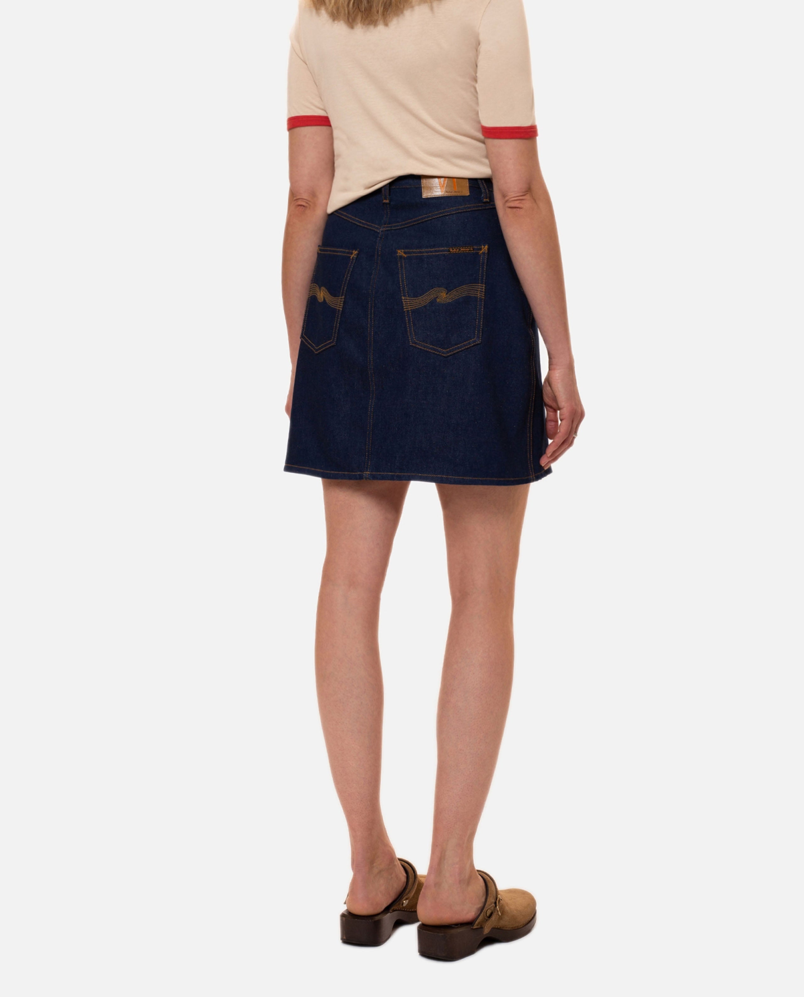 Jupe à surpiqûres en denim bio