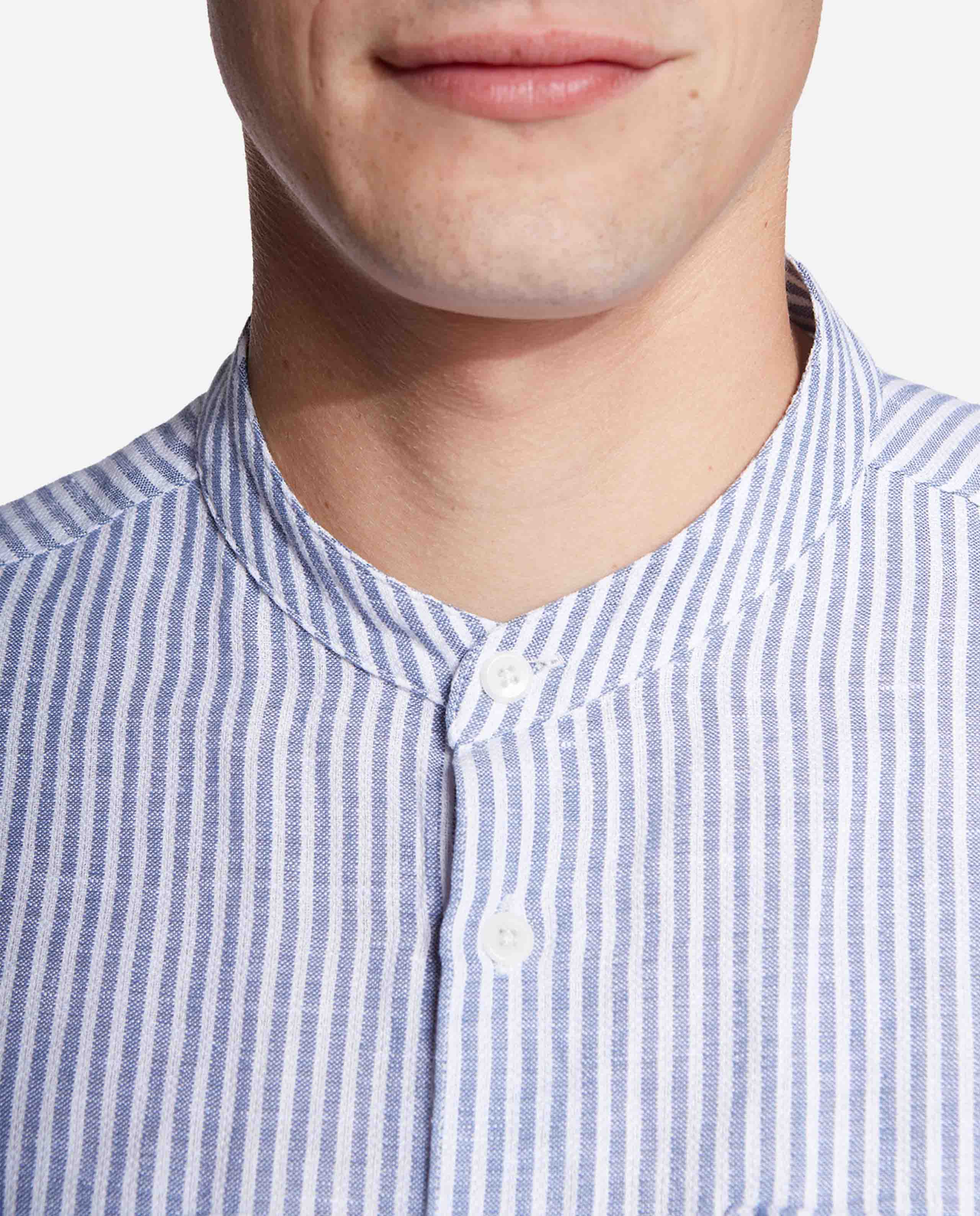 Marché Commun Chemisette rayée en coton bio bleu gris low