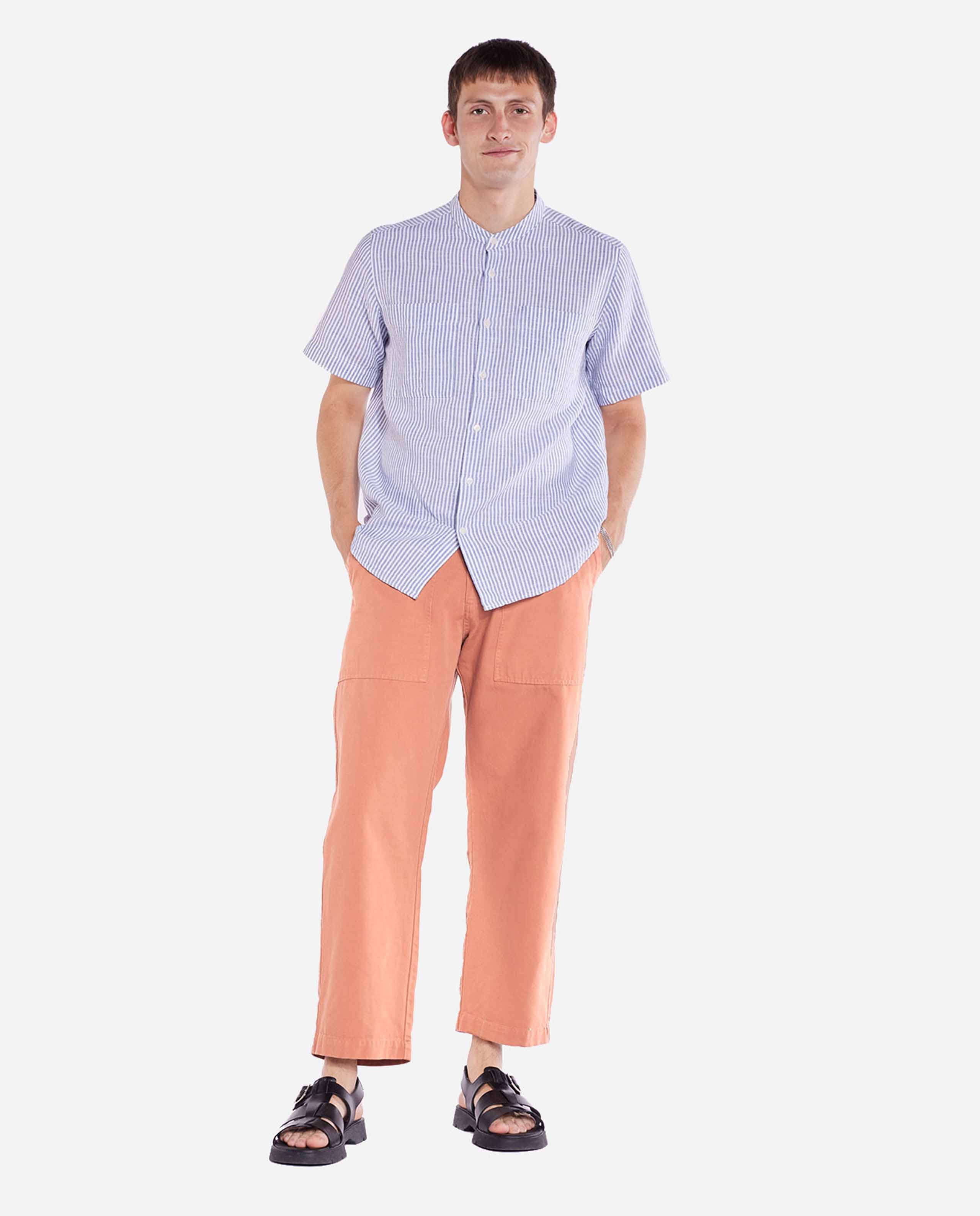 Marché Commun Chemisette rayée en coton bio bleu gris low