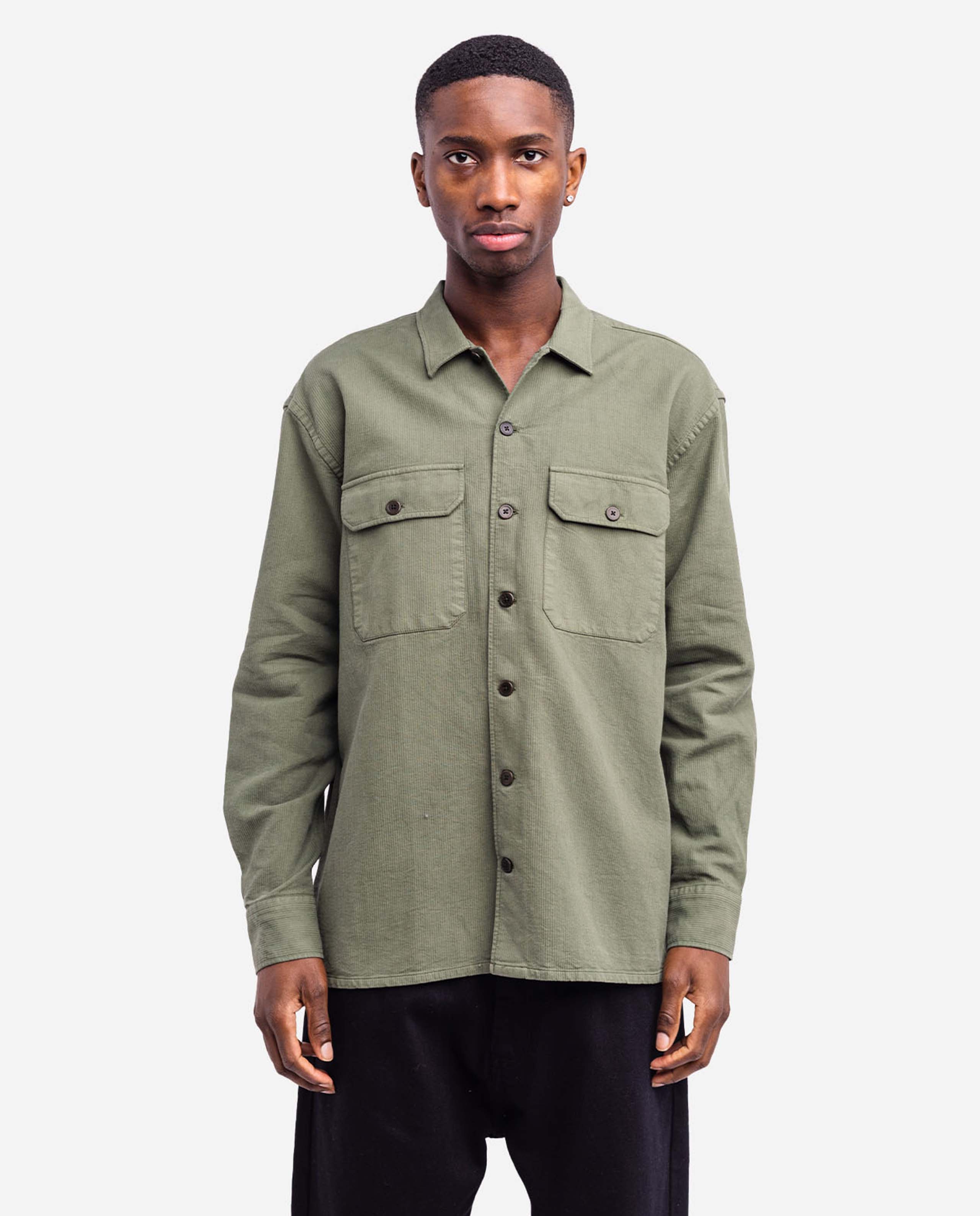 marché commun chemise en velours cotele bio vert olive olow