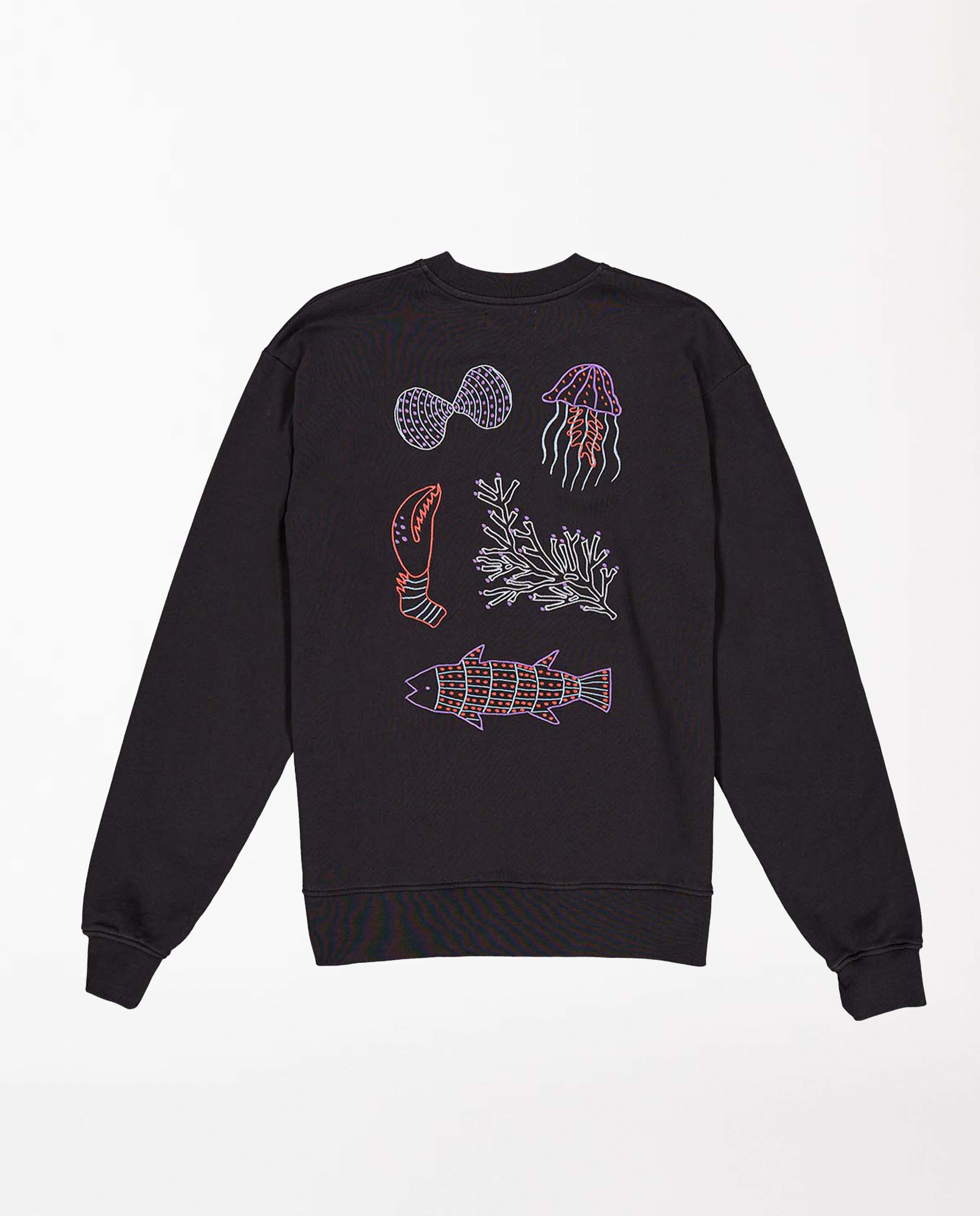 marché commun sweatshirt imprimé en coton bio noir olow