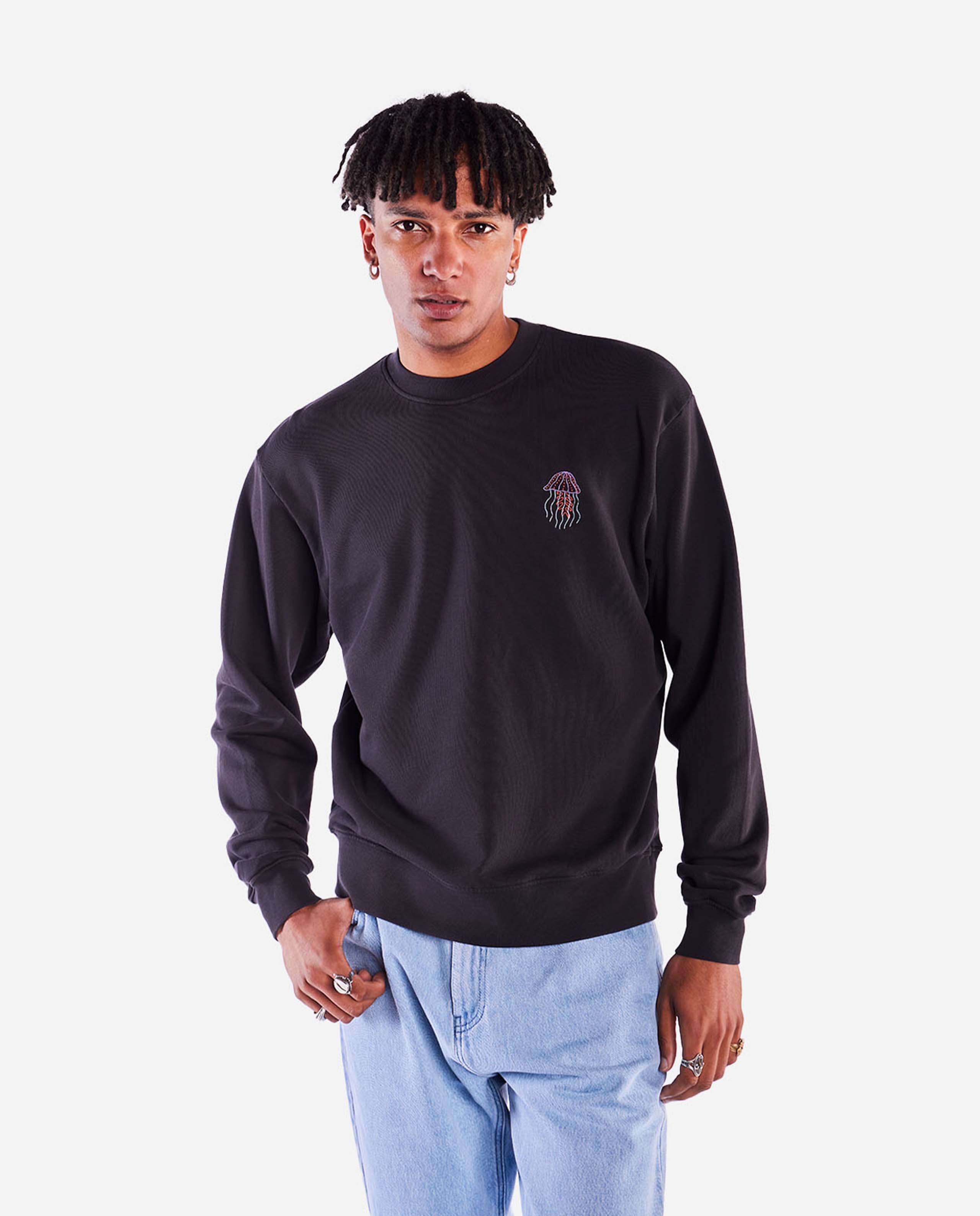 marché commun sweatshirt imprimé en coton bio noir olow