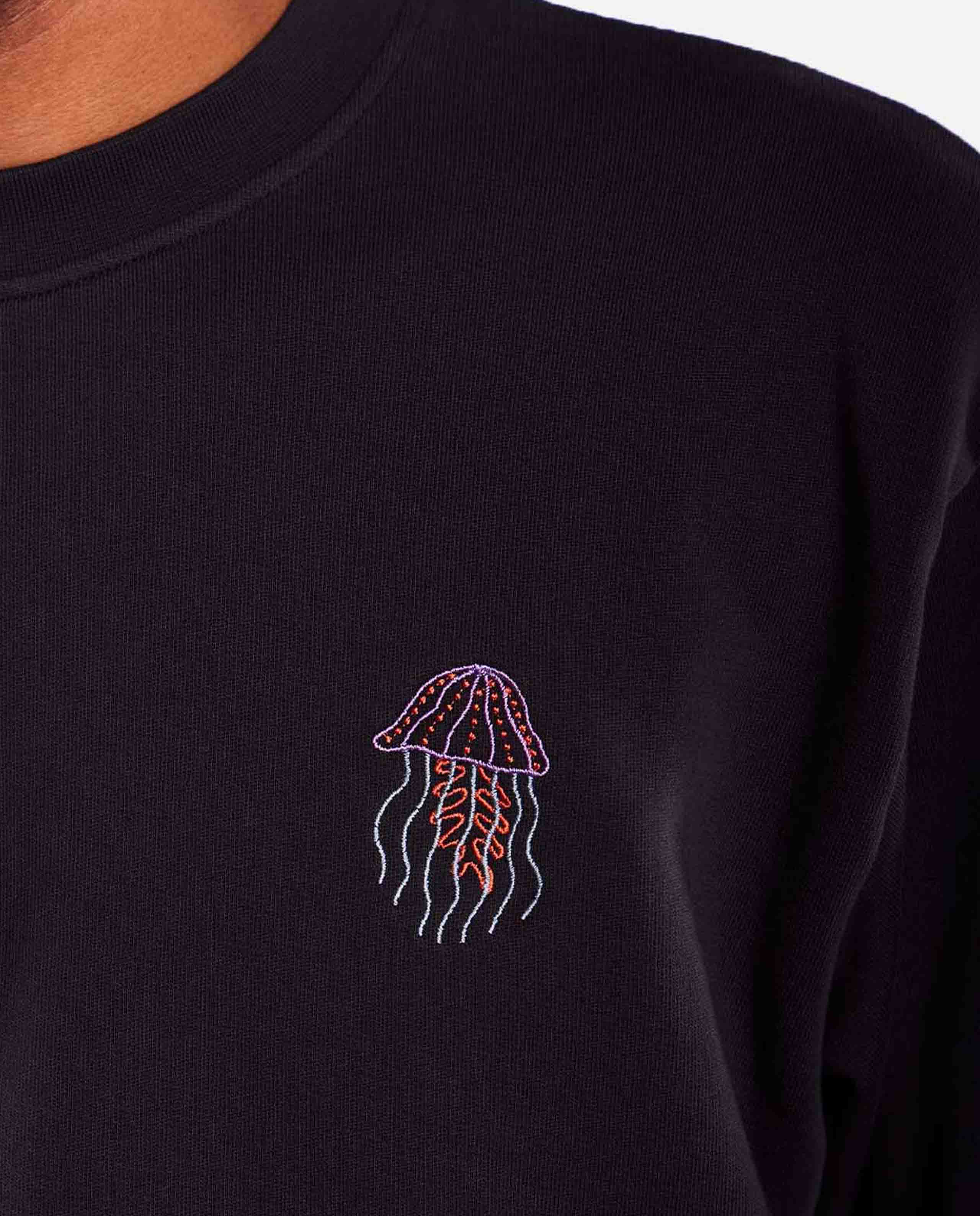 marché commun sweatshirt imprimé en coton bio noir olow