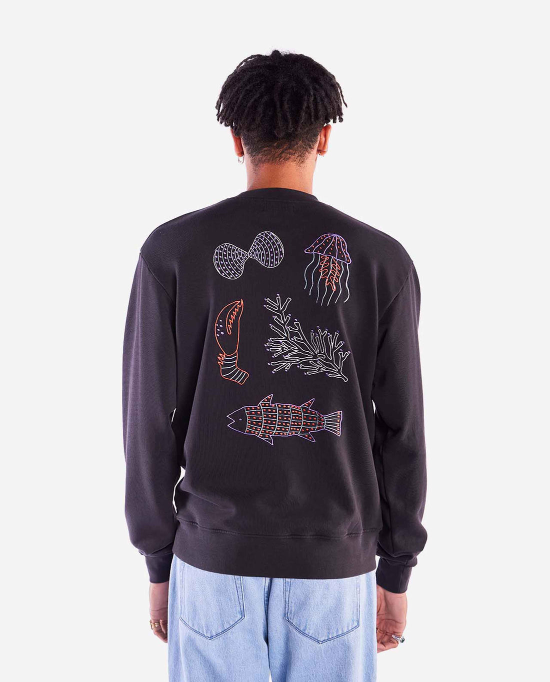 marché commun sweatshirt imprimé en coton bio noir olow