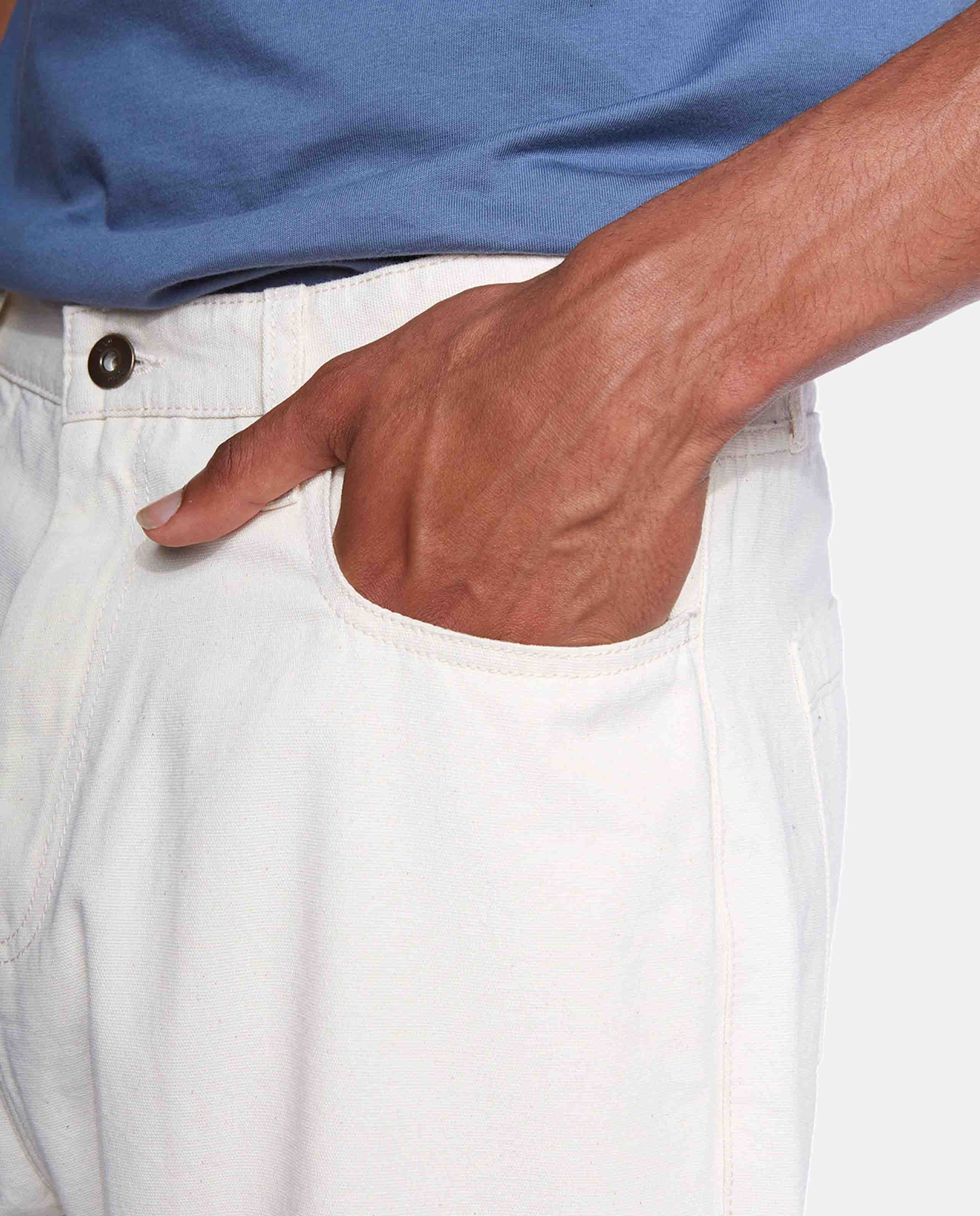 Marché Commun Pantalon droit en coton bio écru olow